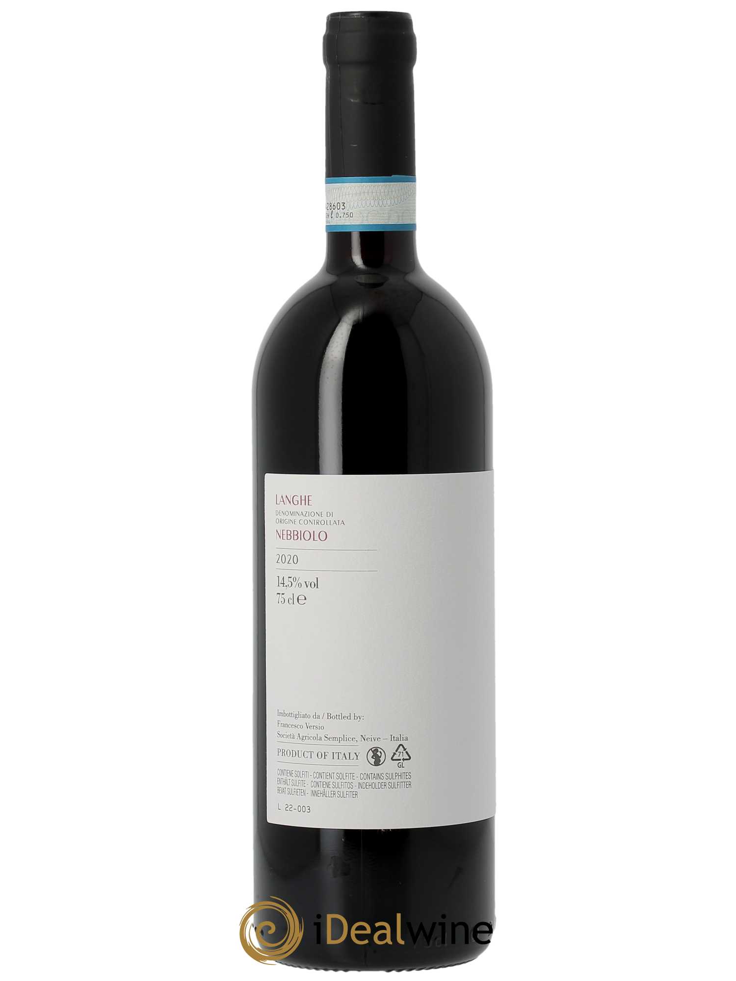 Langhe Nebbiolo DOC Francesco Versio 2020 - Lot of 1 bottle - 1