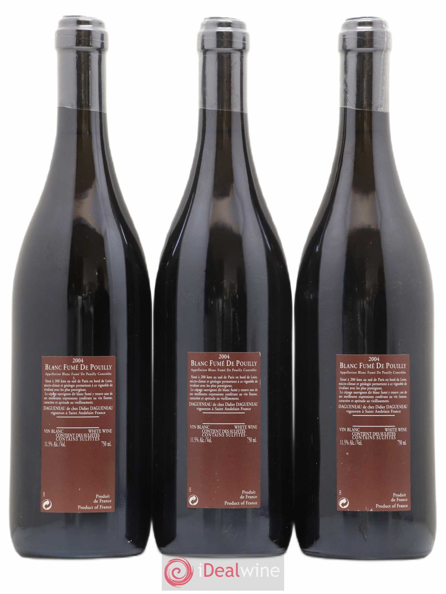 Vin de France (anciennement Pouilly-Fumé) Pur Sang Dagueneau (Domaine Didier - Louis-Benjamin) 2004 - Lot de 3 bouteilles - 1