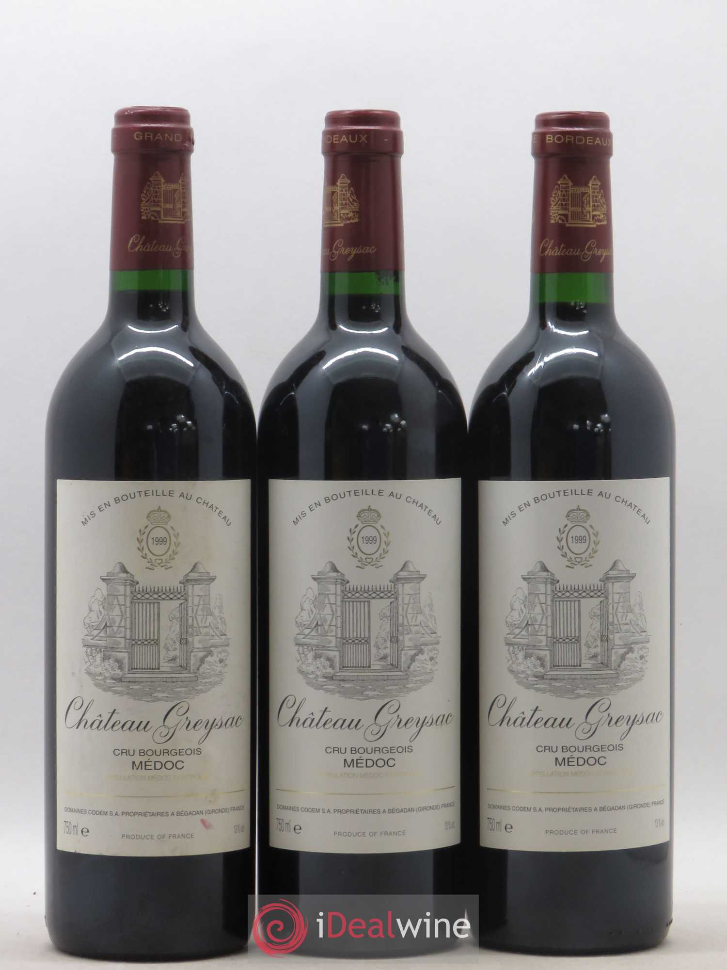 Château Greysac Cru Bourgeois 1999 - Lot de 3 bouteilles - 0