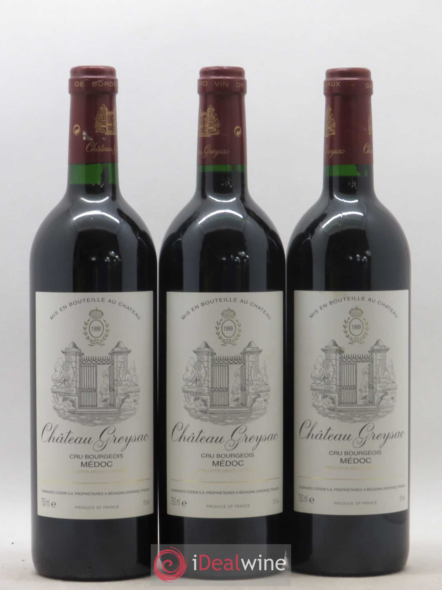 Château Greysac Cru Bourgeois 1999 - Lot de 3 bouteilles - 0