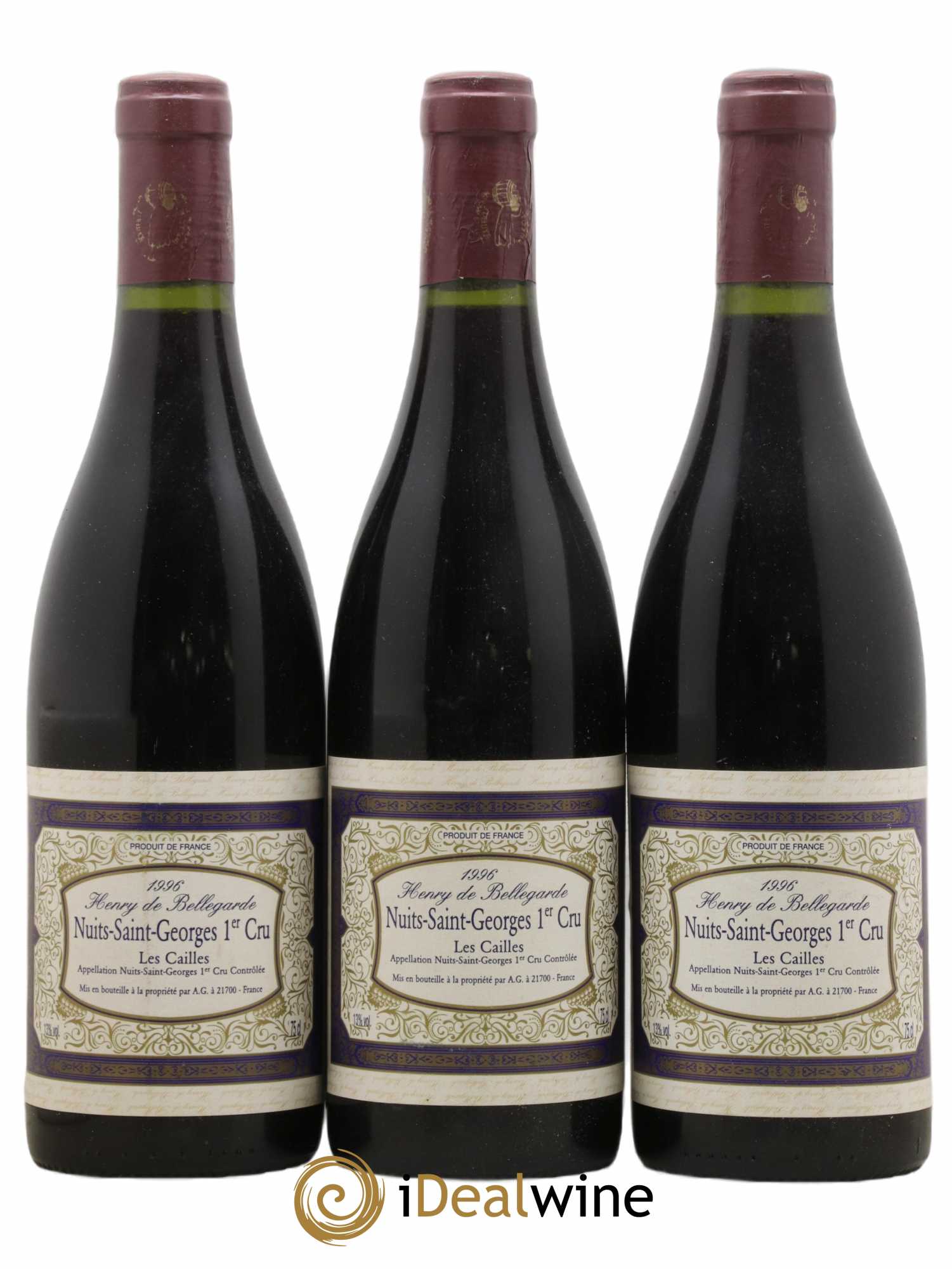 Nuits-Saint-Georges 1er Cru Les Cailles Bellegardede 1996 - Lot de 3 bouteilles - 0
