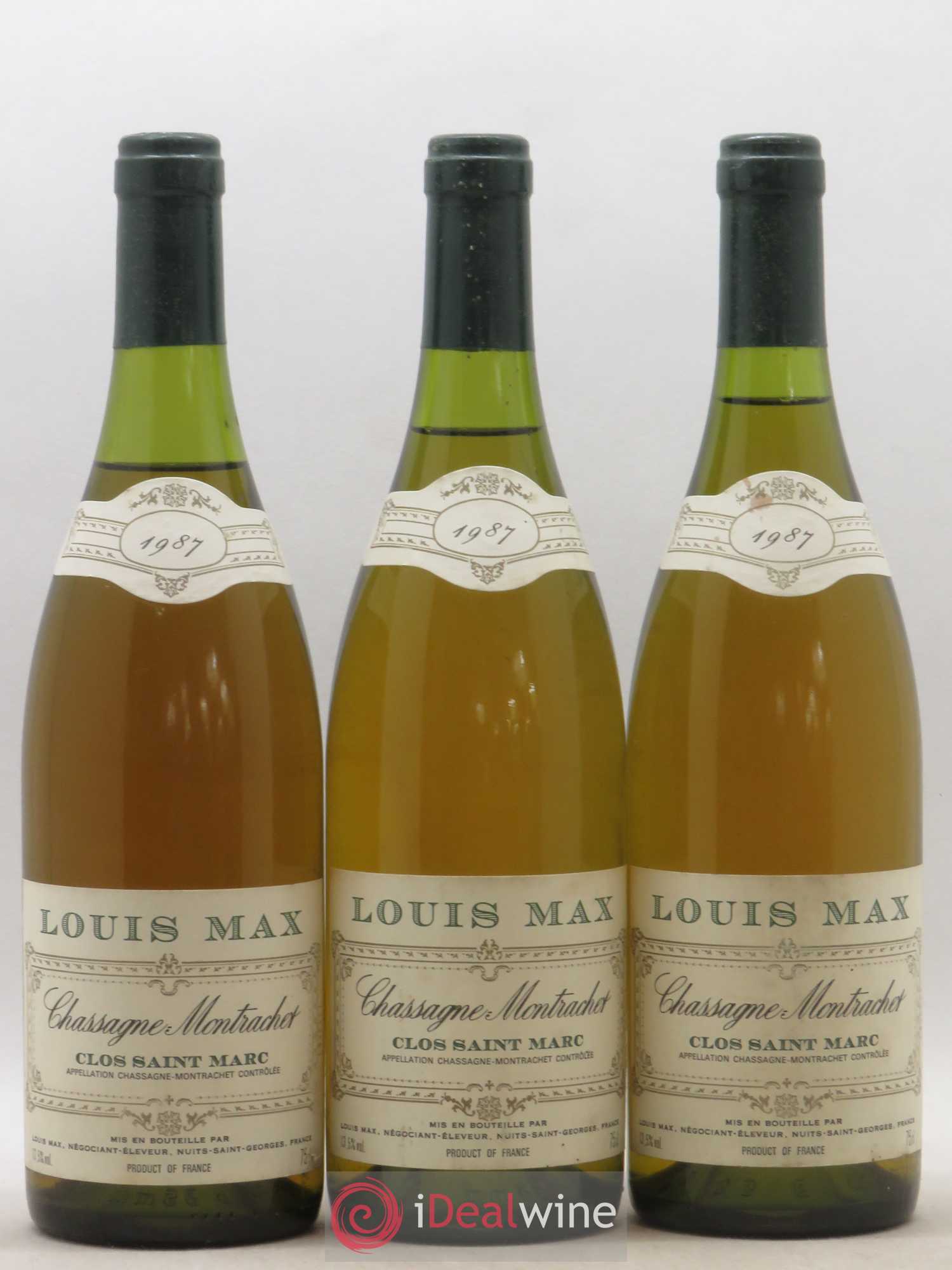Chassagne-Montrachet Clos Saint Marc Louis Max 1987 - Posten von 3 Flaschen - 0