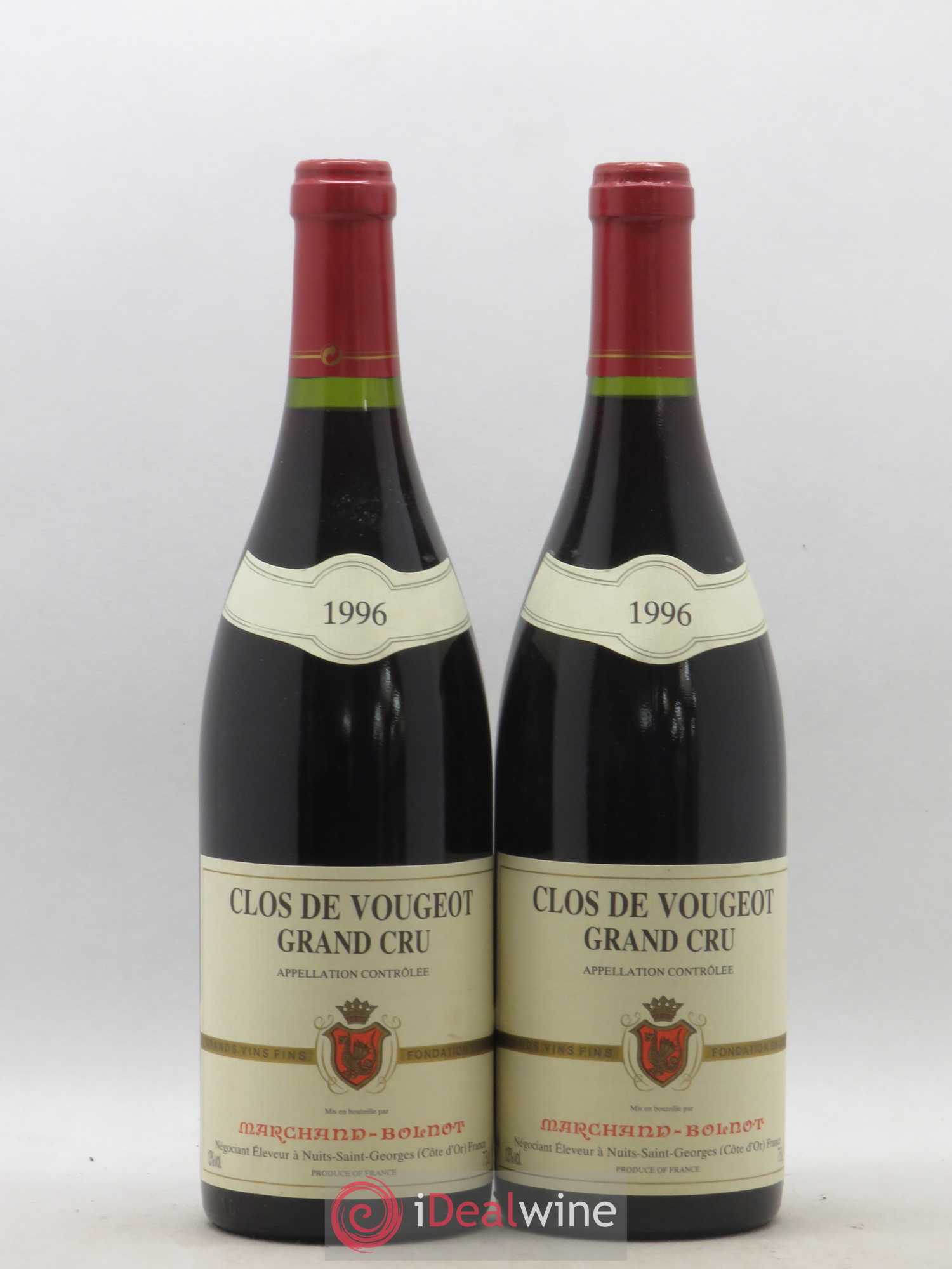 Clos de Vougeot Grand Cru Marchand Bolnot 1996 - Lot de 2 bouteilles - 0