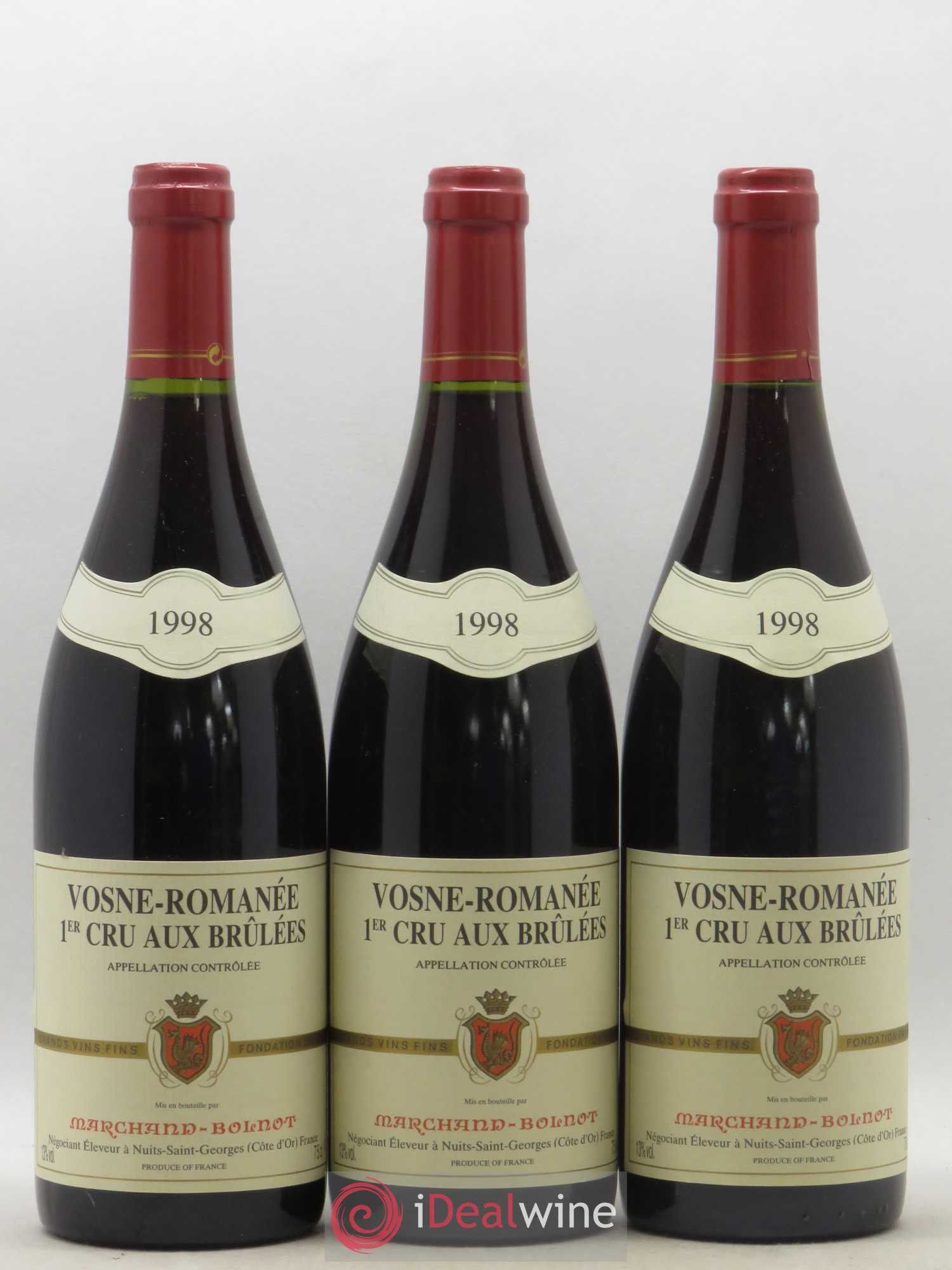 Vosne-Romanée 1er Cru Aux Brulées Marchand Bolnot 1998 - Posten von 3 Flaschen - 0