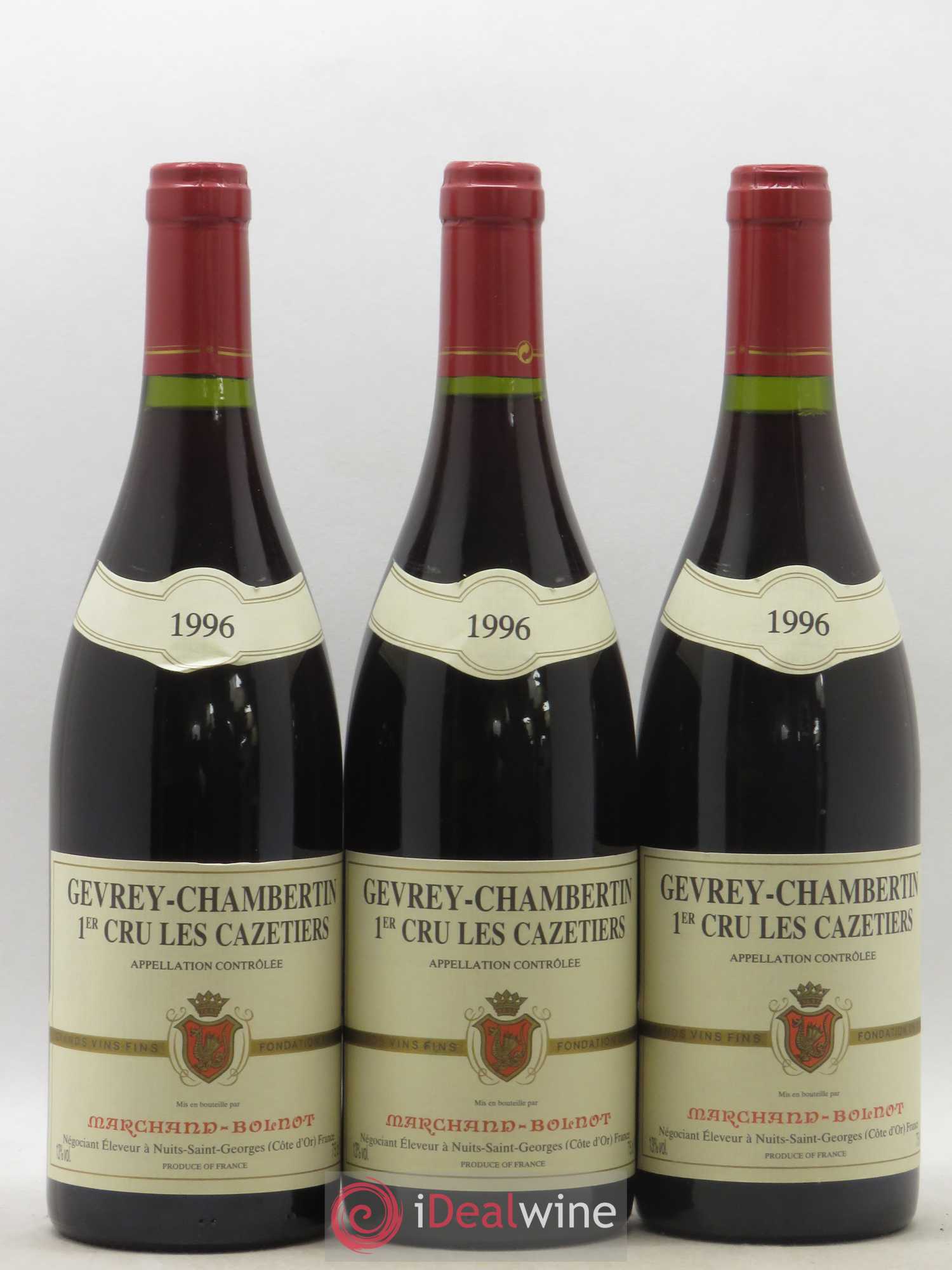 Gevrey-Chambertin 1er Cru Cazetiers domaine Marchand Bolnot 1996 - Posten von 3 Flaschen - 0