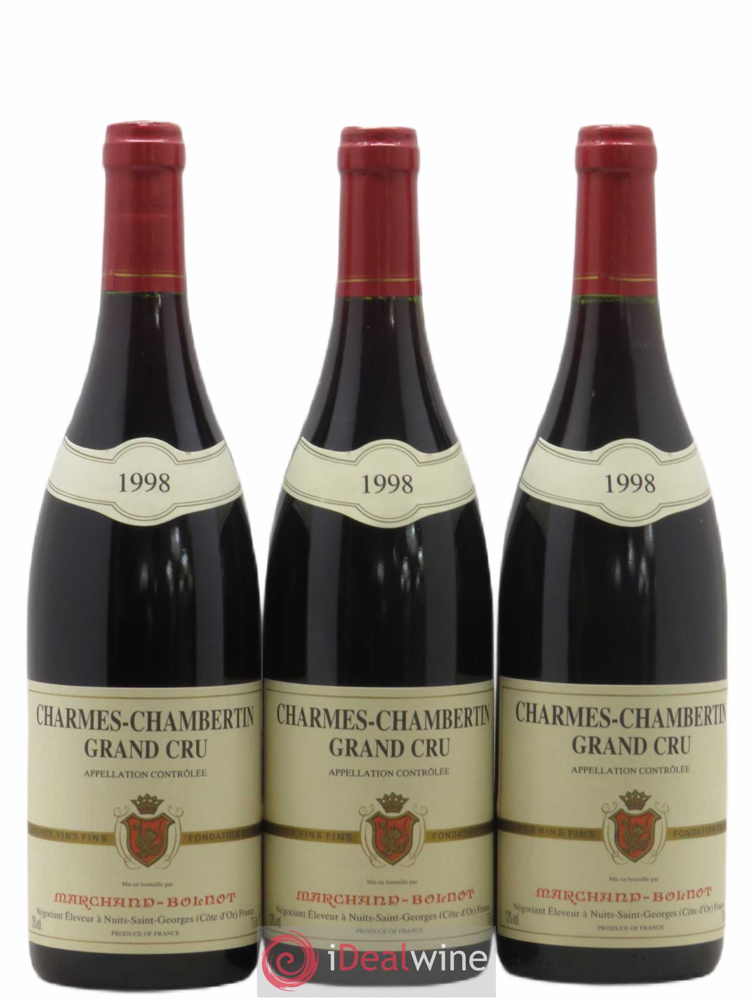 Charmes-Chambertin Grand Cru Domaine Marchand Bolnot (sans prix de réserve) 1998 - Posten von 3 Flaschen - 0