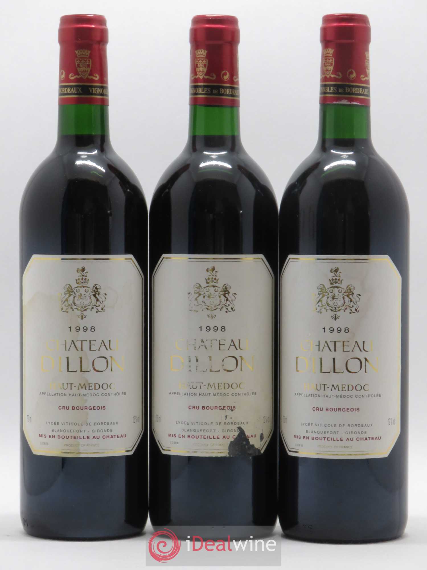 Château Dillon Cru Bourgeois (sans prix de réserve) 1998 - Lot de 6 bouteilles - 1
