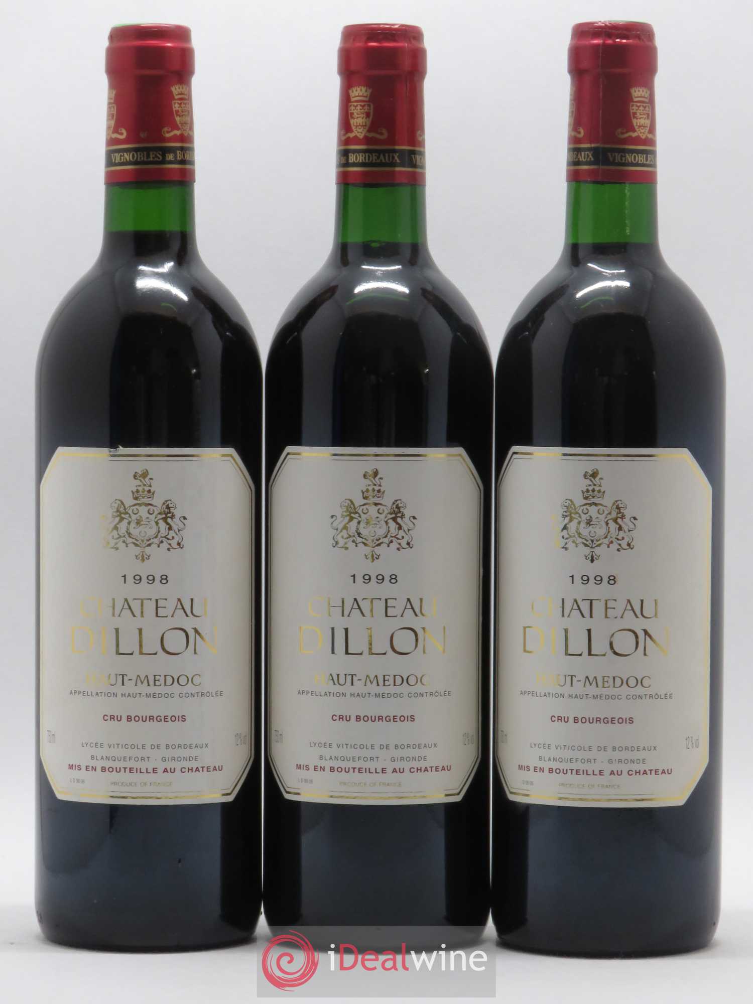 Château Dillon Cru Bourgeois 1998 - Lot de 3 bouteilles - 0