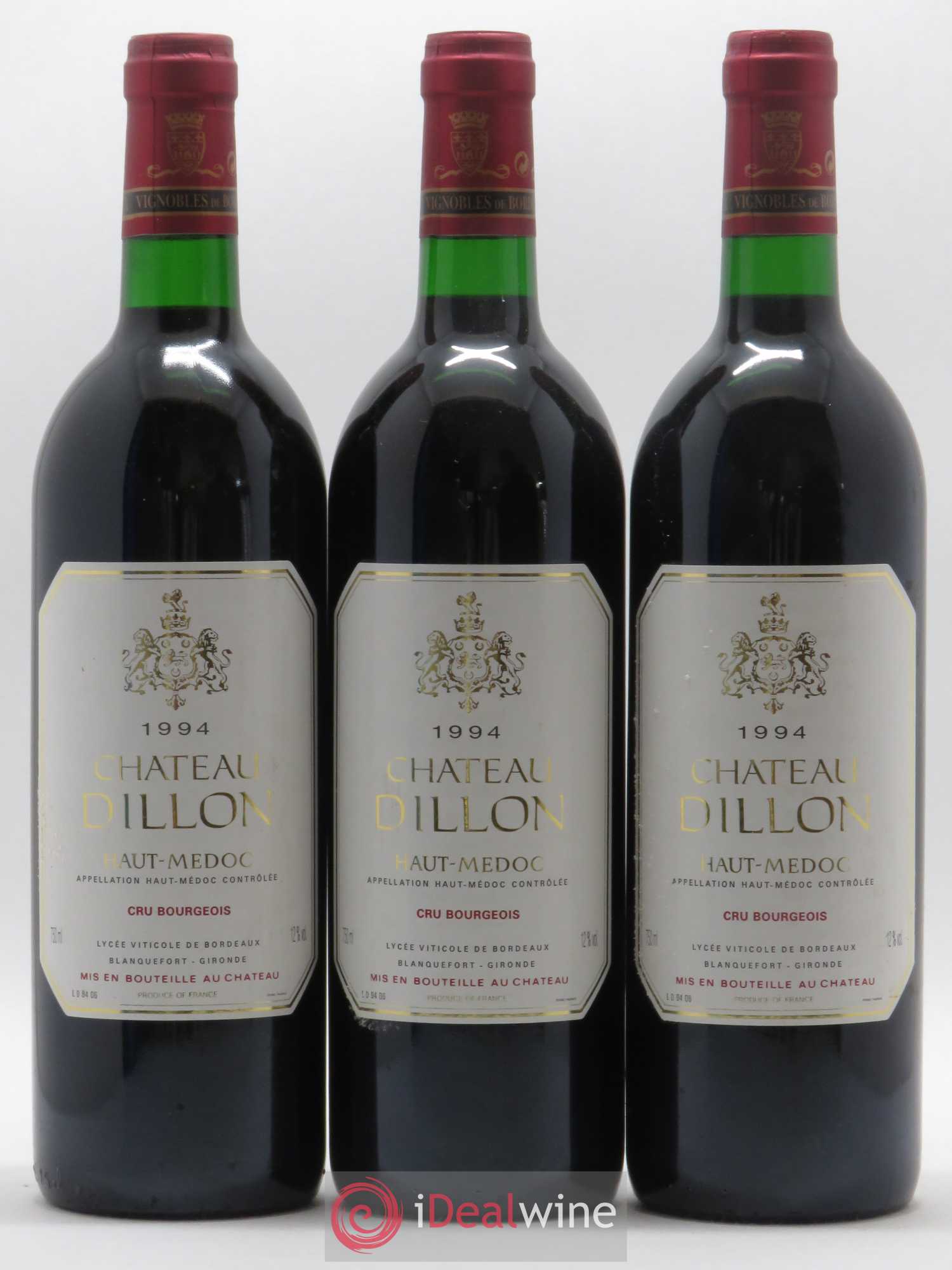 Château Dillon Cru Bourgeois 1994 - Lot de 3 bouteilles - 0