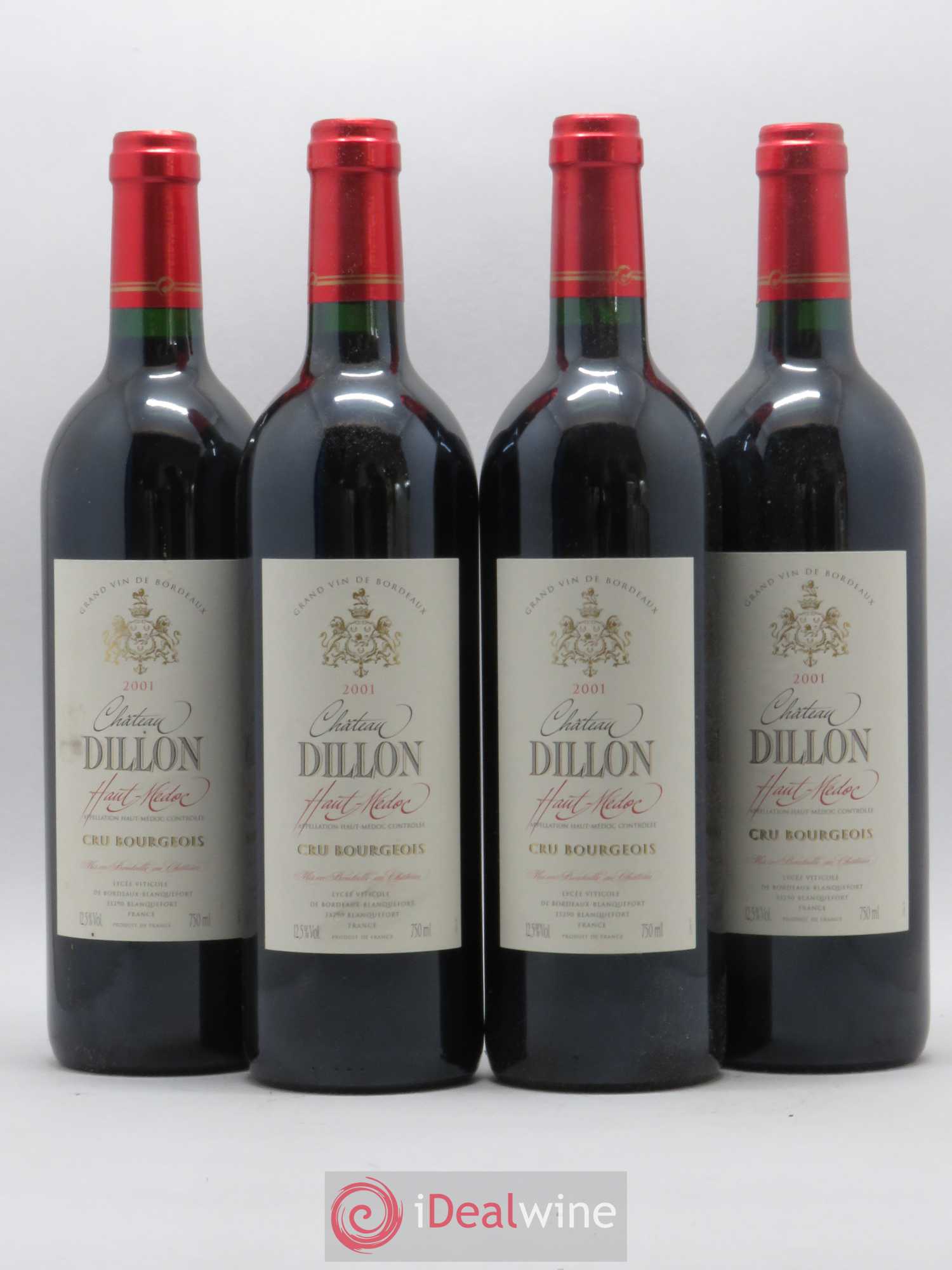 Château Dillon Cru Bourgeois 2001 - Lot de 4 bouteilles - 0