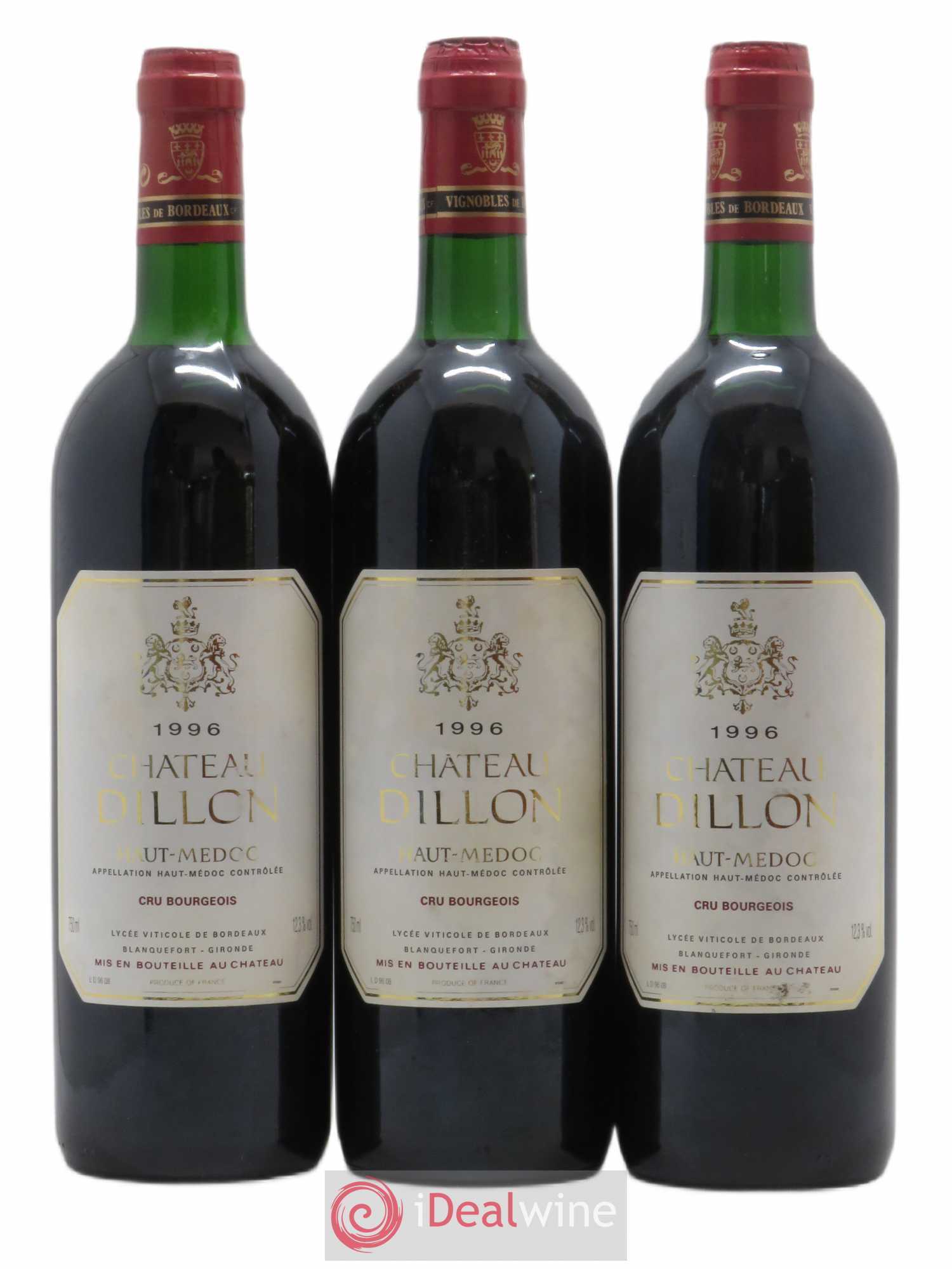 Château Dillon Cru Bourgeois (sans prix de réserve) 1996 - Lot de 3 bouteilles - 0