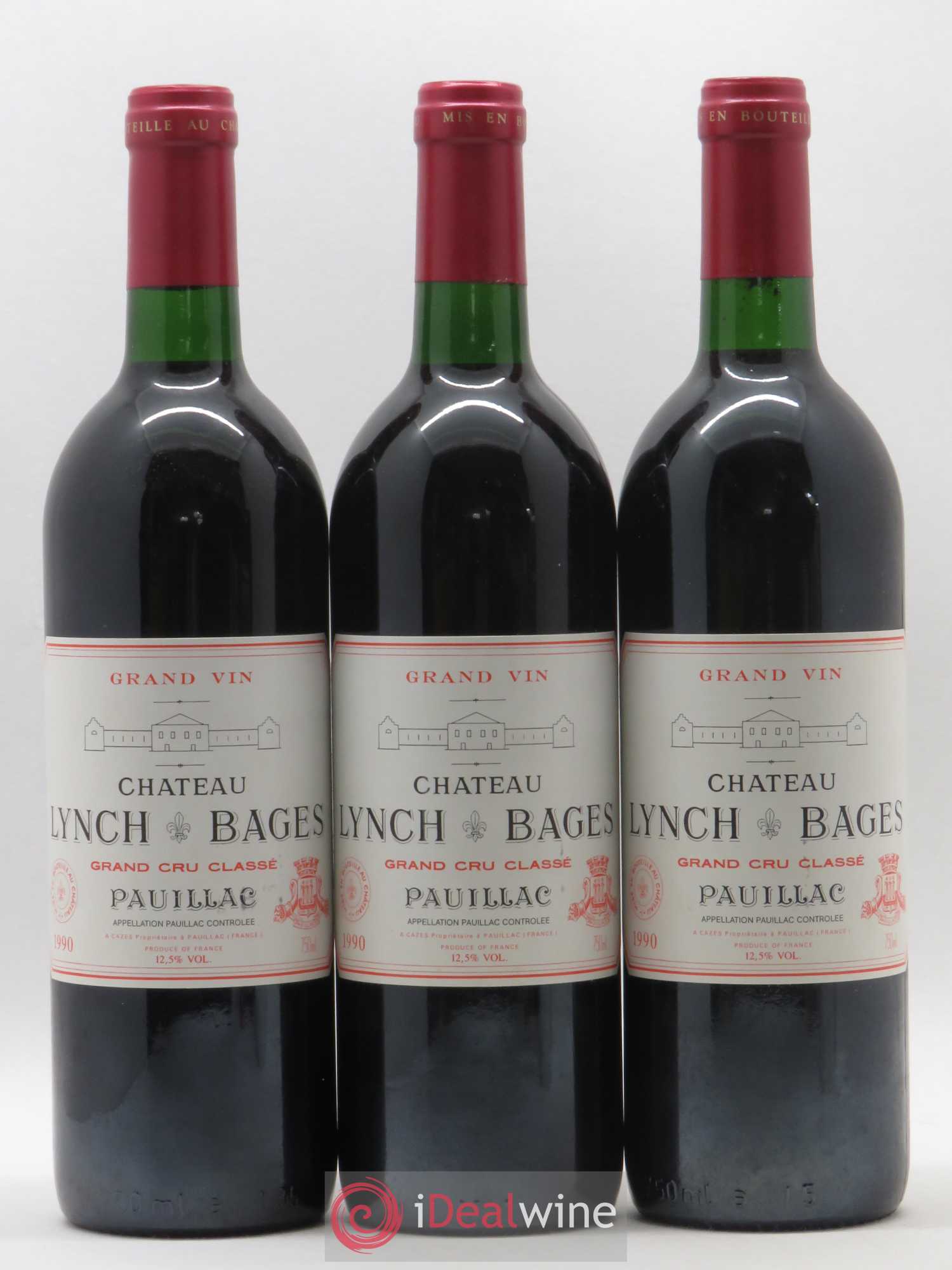 Château Lynch Bages 5ème Grand Cru Classé 1990 - Lot de 3 bouteilles - 0