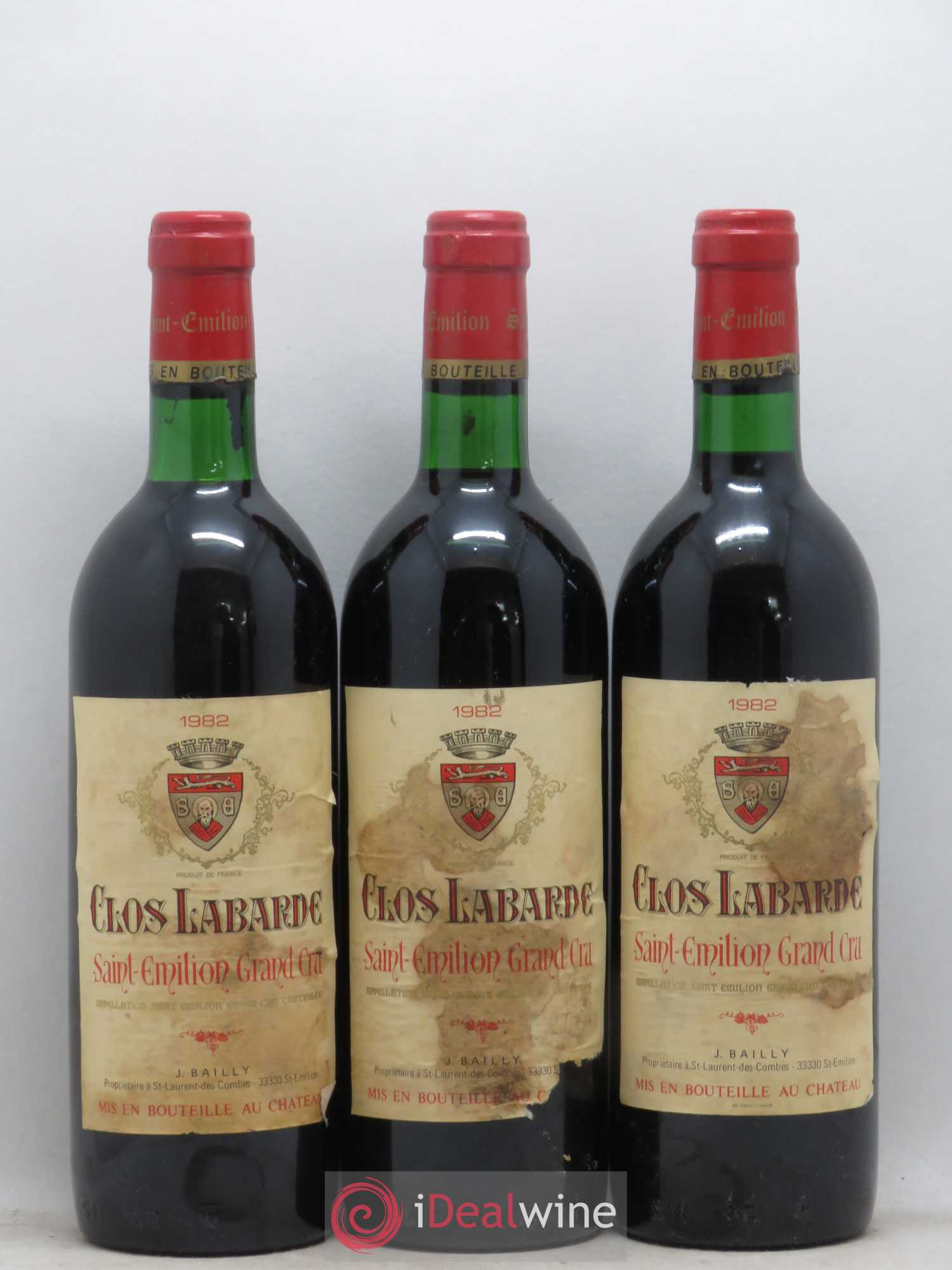 Saint-Émilion Grand Cru Clos Labarde 1982 - Lot de 3 bouteilles - 0