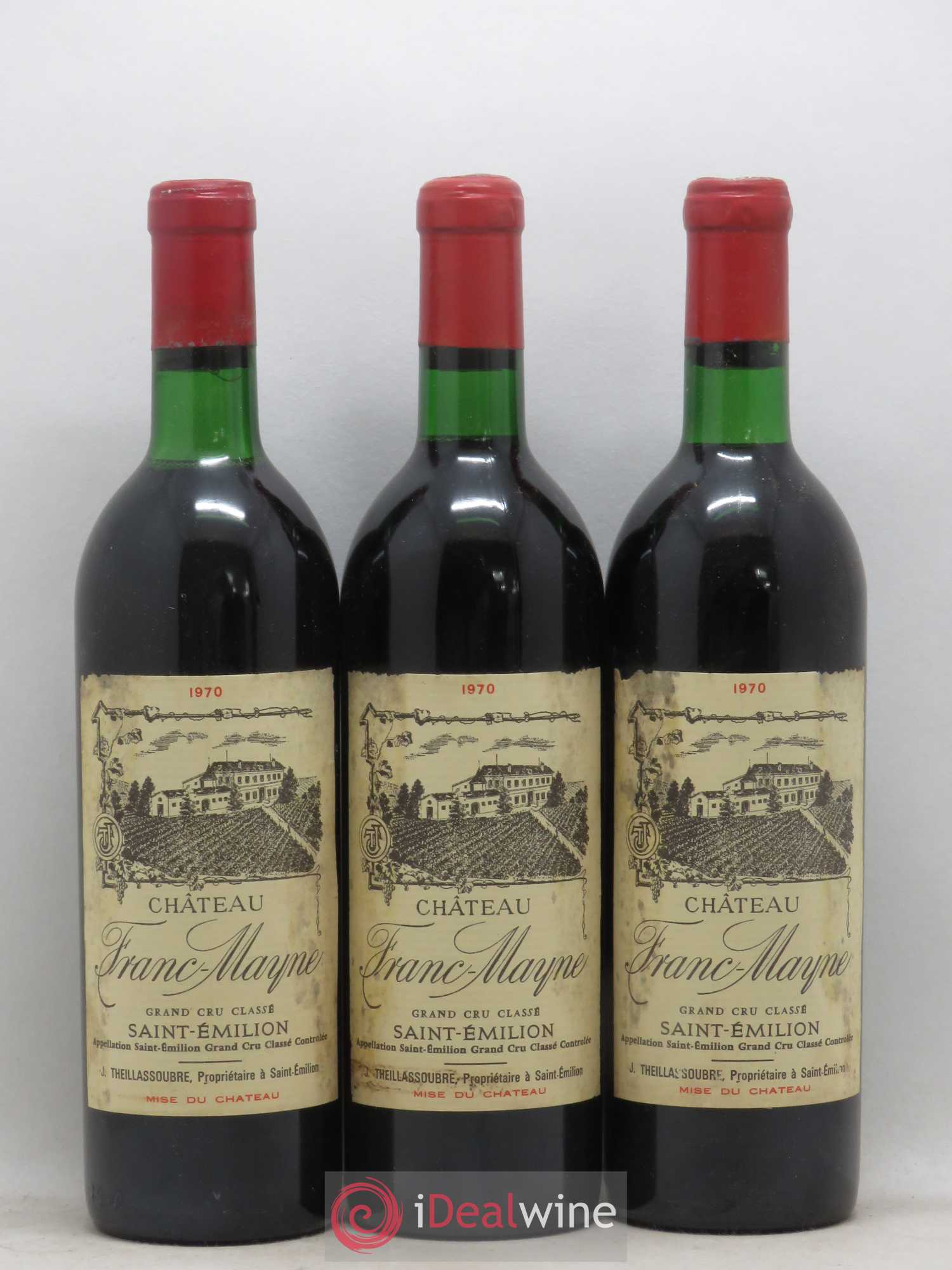 Château Franc Mayne Grand Cru Classé 1970 - Lot de 3 bouteilles - 0