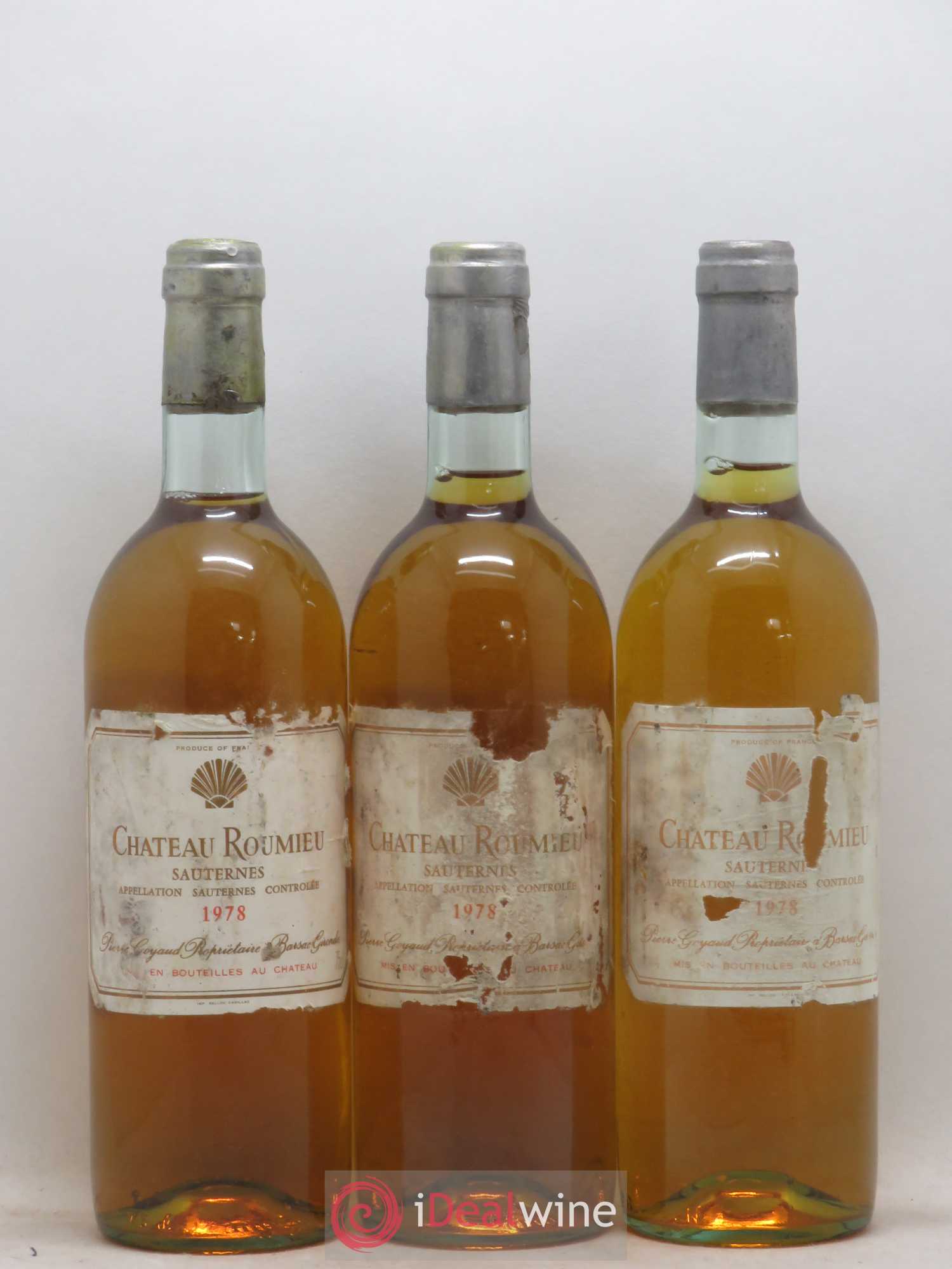 Sauternes Château Roumieu 1978 - Posten von 3 Flaschen - 0