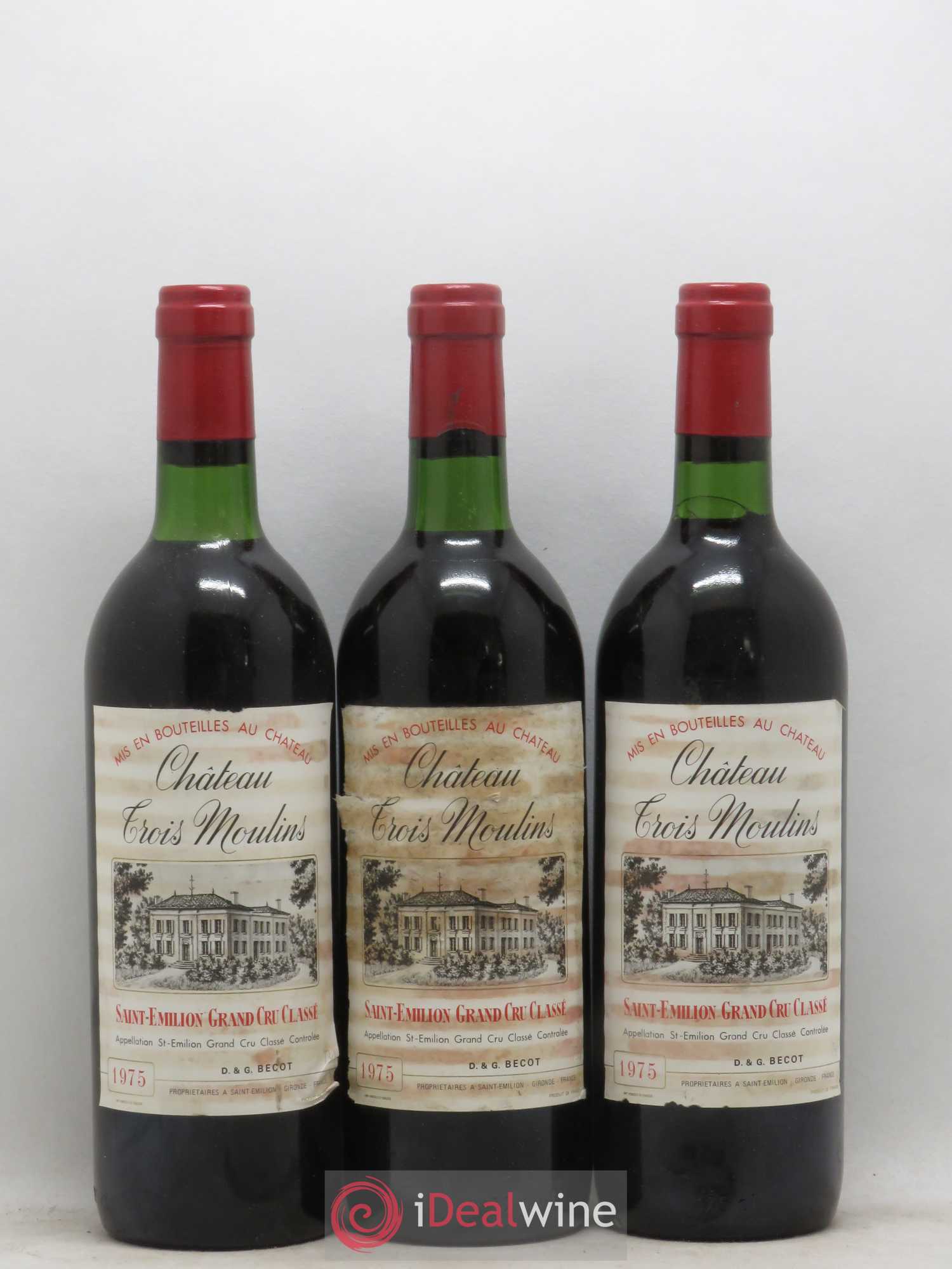 Saint-Émilion Grand Cru Château Trois Moulins 1975 - Posten von 3 Flaschen - 0
