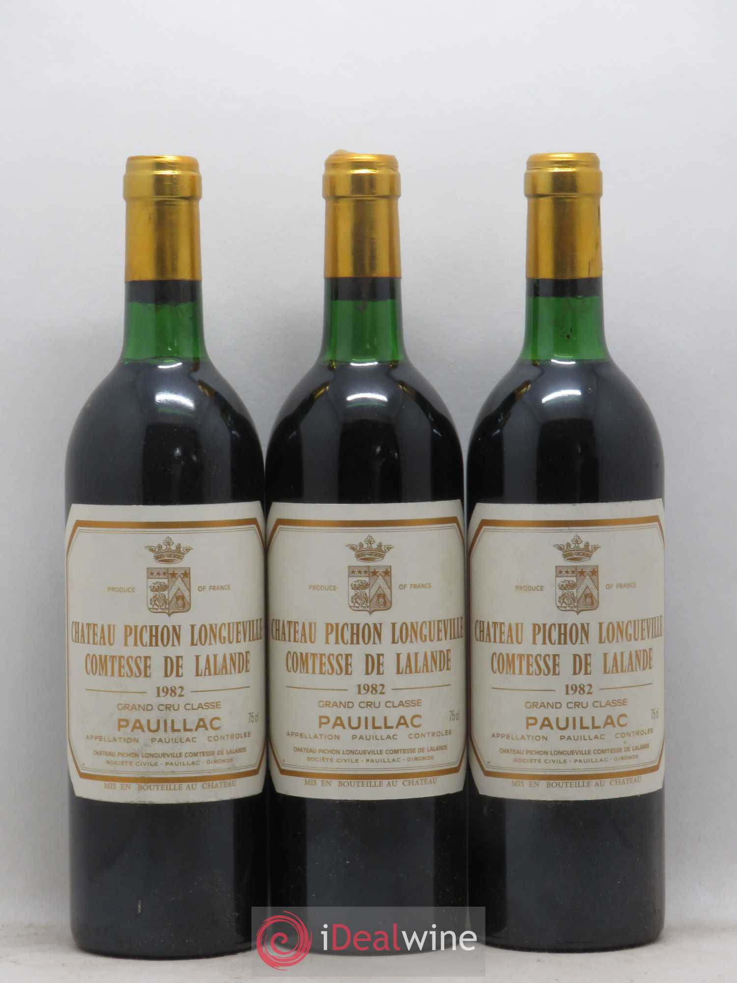 Château Pichon Longueville Comtesse de Lalande 2ème Grand Cru Classé 1982 - Lot de 3 bouteilles - 0