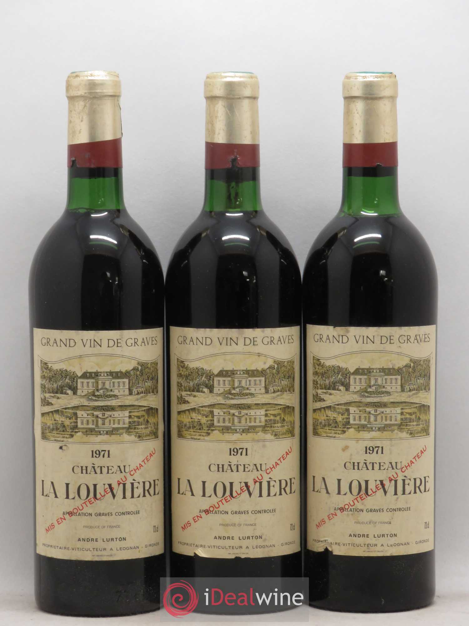 Château la Louvière 1971 - Lot de 3 bouteilles - 0