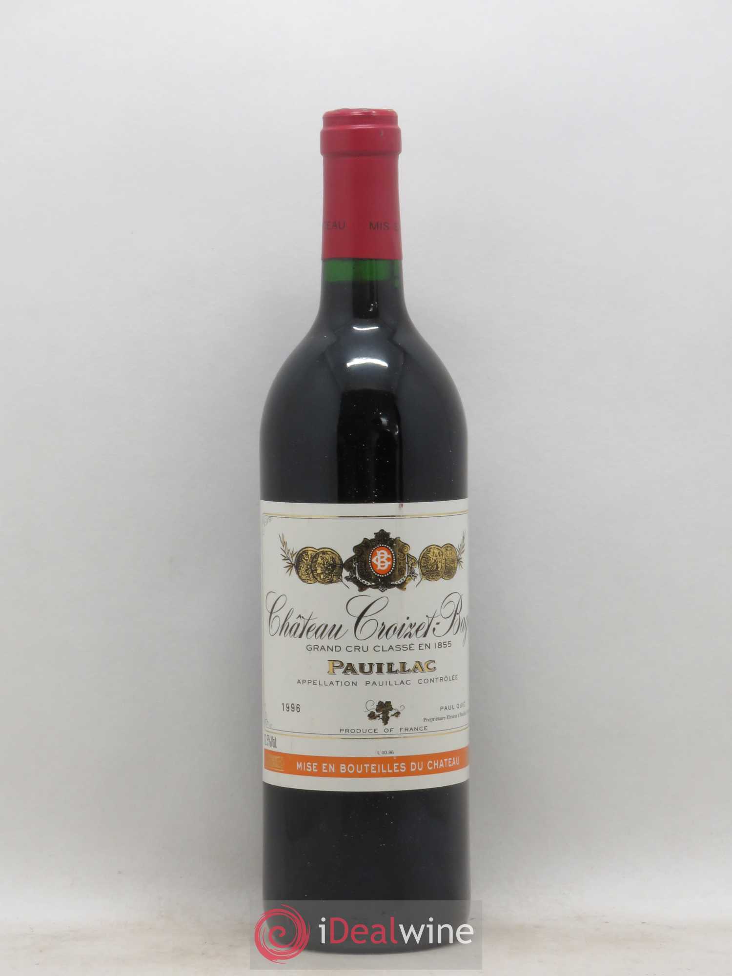 Château Croizet Bages 5ème Grand Cru Classé 1996 - Lot de 1 bouteille - 0