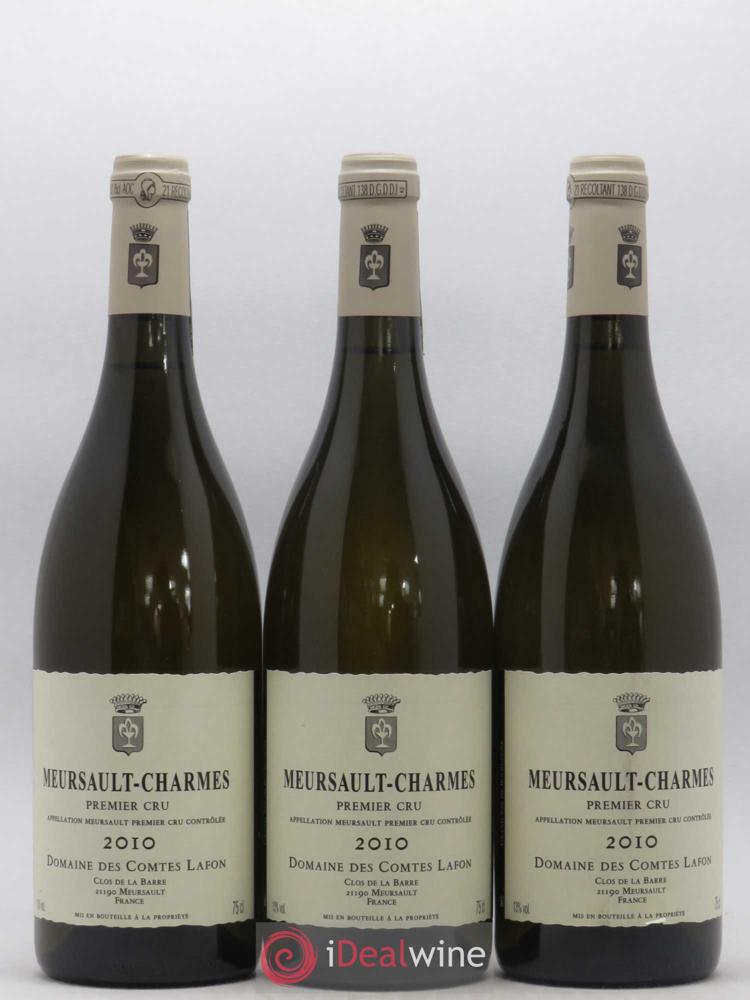Meursault 1er Cru Charmes Comtes Lafon (Domaine des) 2010 - Lot de 3 bouteilles - 0