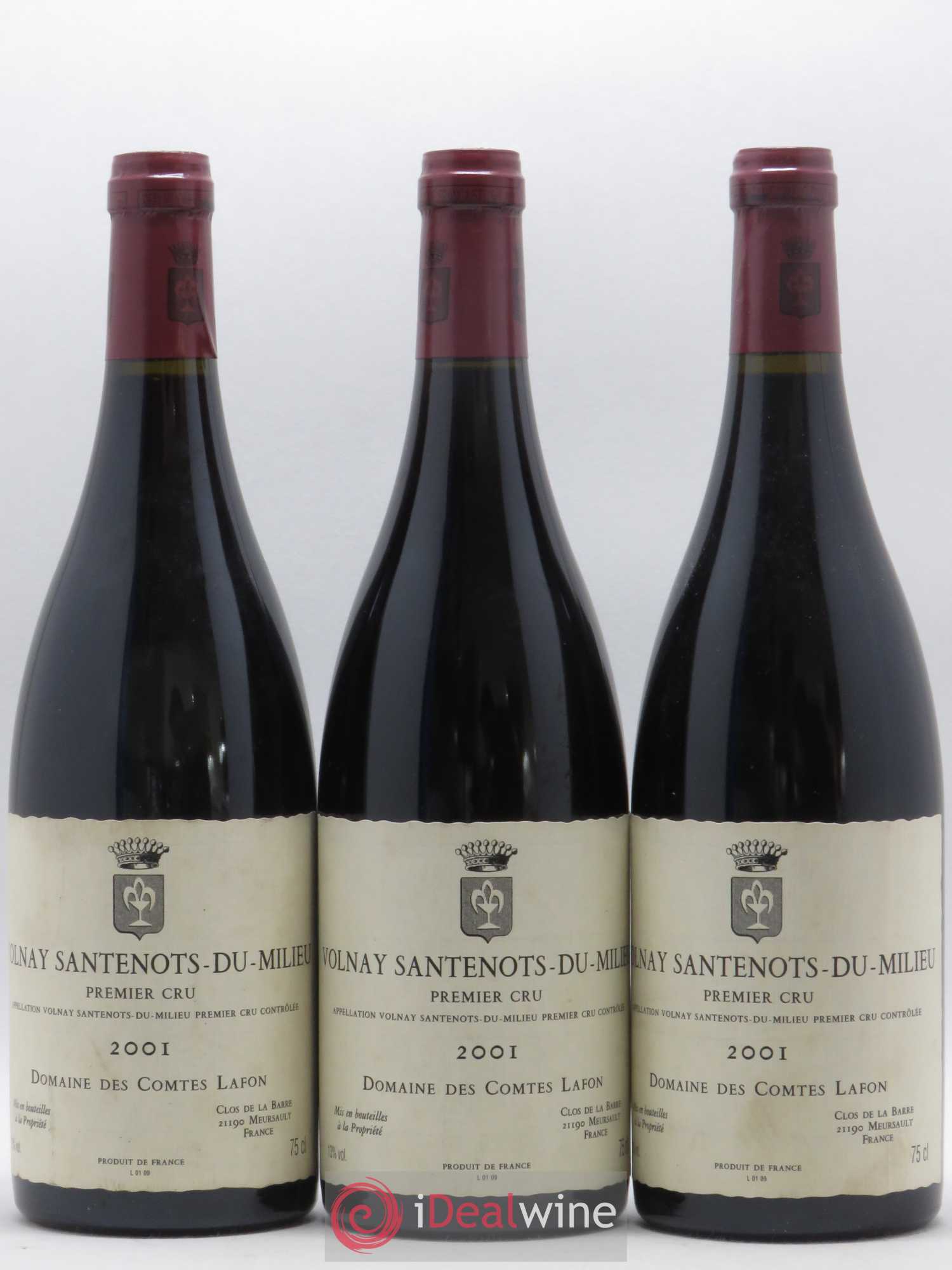 Volnay 1er Cru Santenots du Milieu Comtes Lafon (Domaine des) 2001 - Lot de 3 bouteilles - 0
