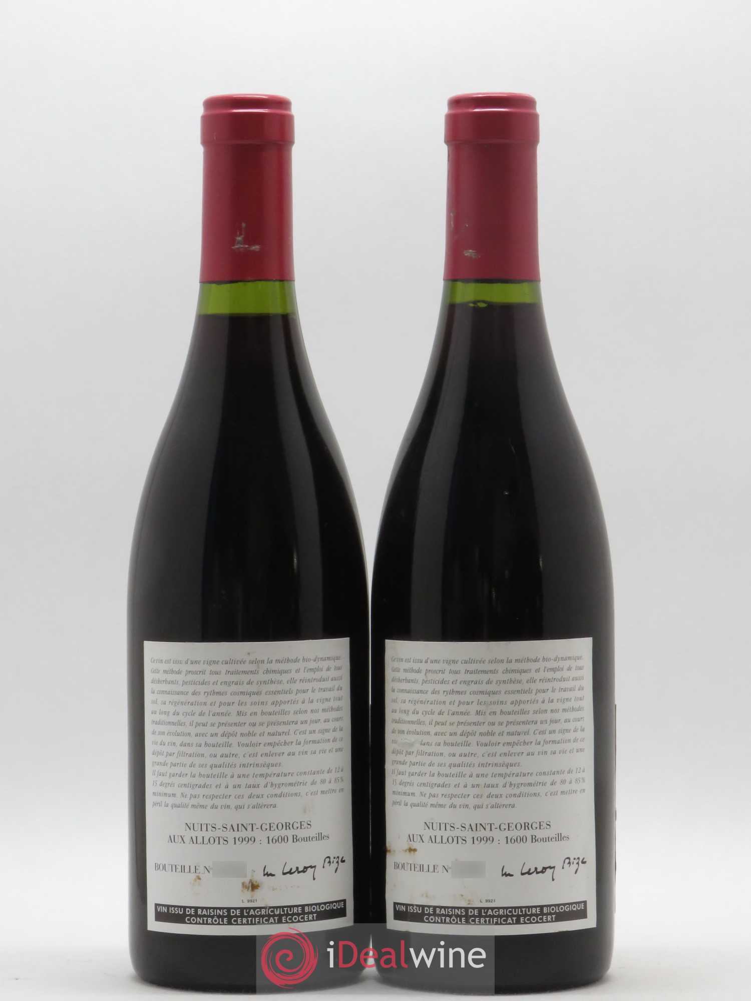 Nuits-Saint-Georges Aux Allots Leroy (Domaine) 1999 - Lot de 2 bouteilles - 1