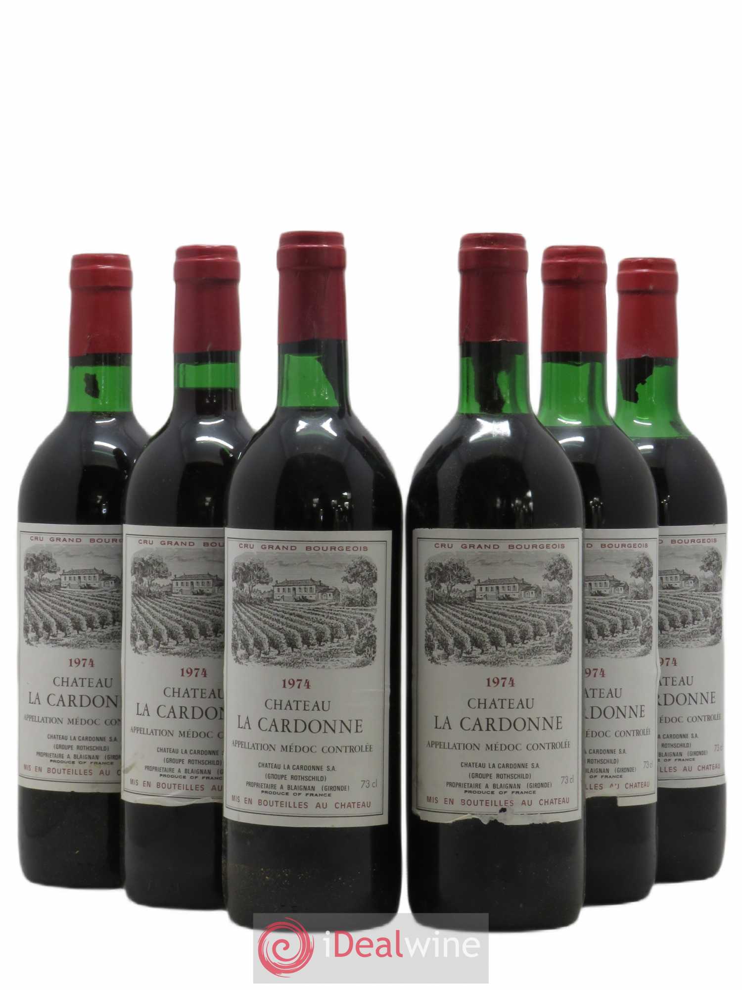 Château la Cardonne Cru Bourgeois 1974 - Lot de 6 bouteilles - 0