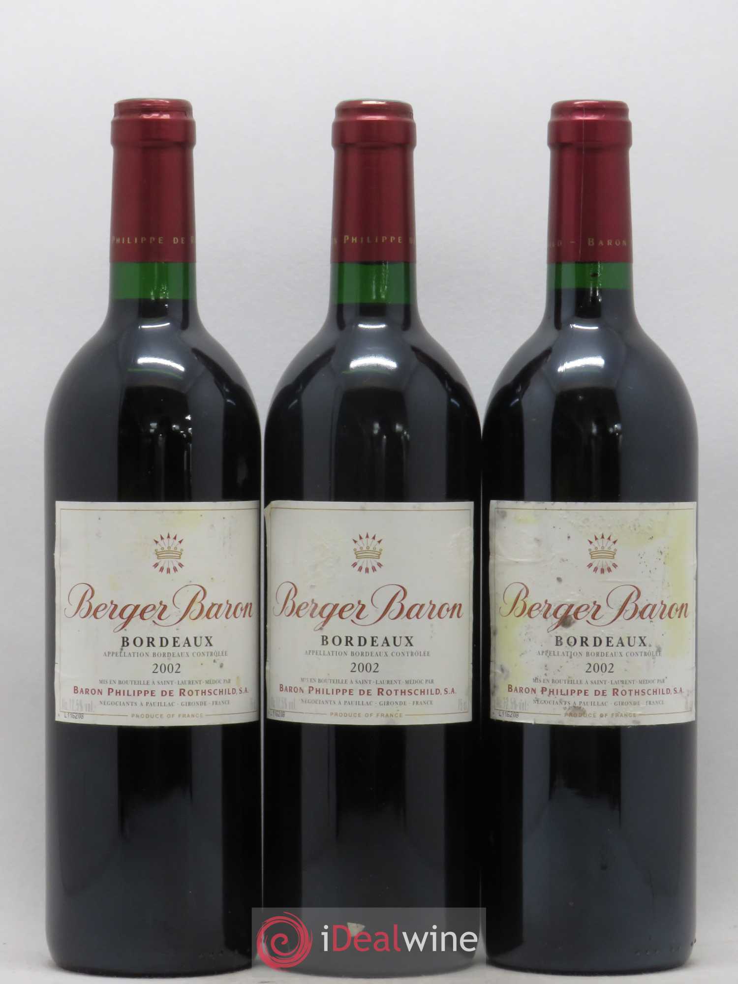 Bordeaux Berger Baron Philippe de Rothschild 2002 - Posten von 6 Flaschen - 1