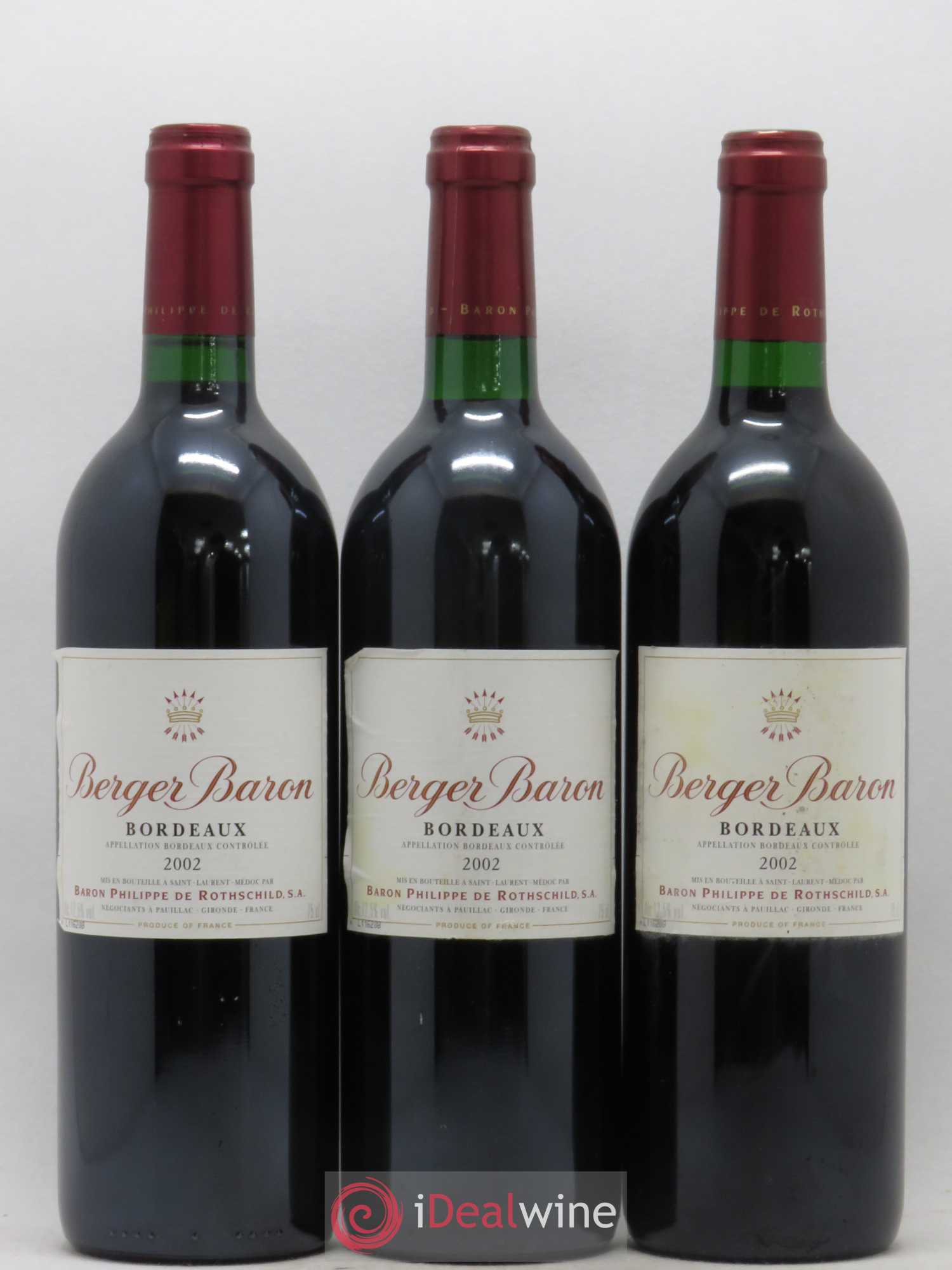 Bordeaux Berger Baron Philippe de Rothschild 2002 - Posten von 6 Flaschen - 2
