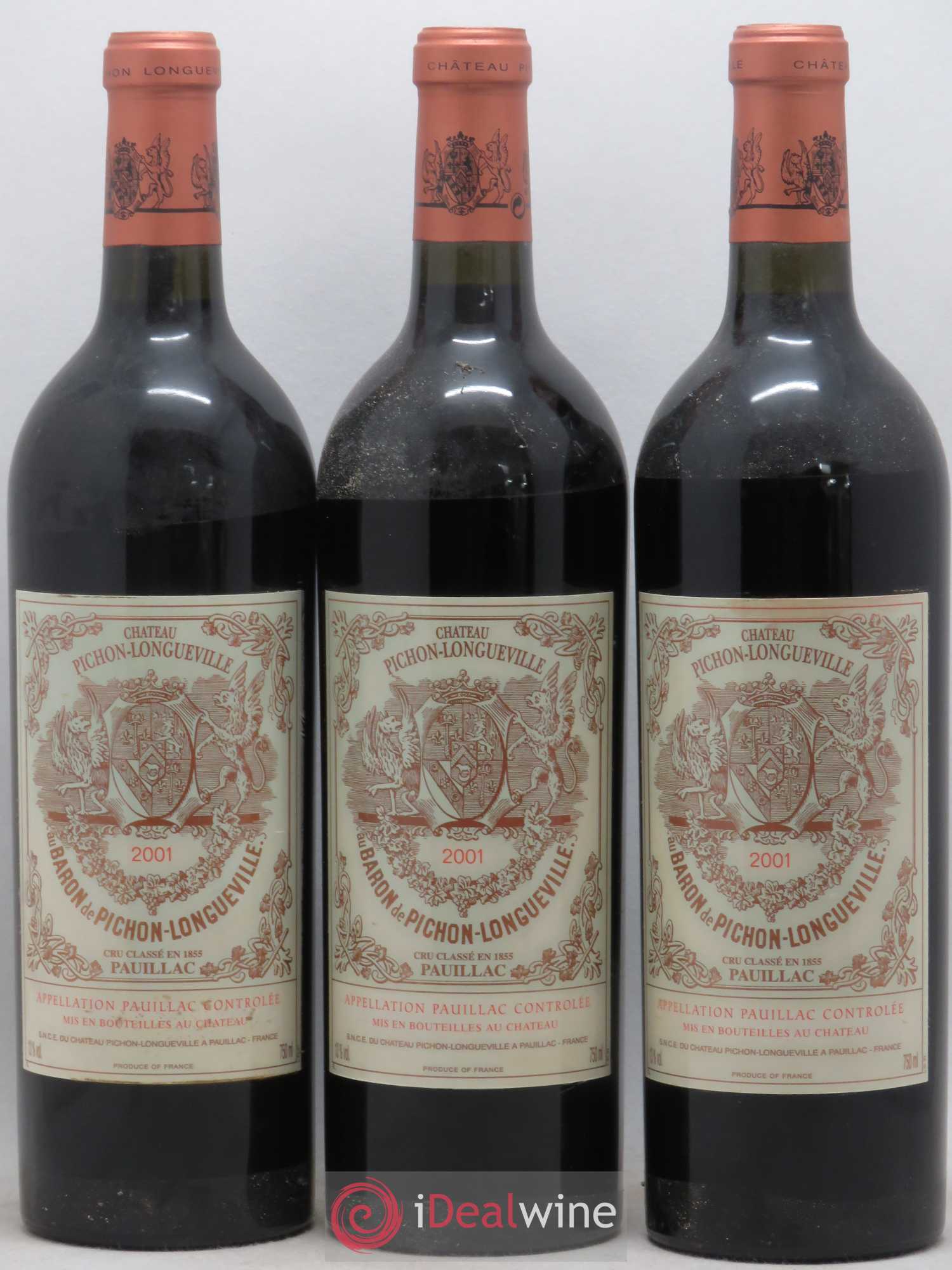 Pichon Longueville Baron 2ème Grand Cru Classé 2001 - Lot de 3 bouteilles - 0