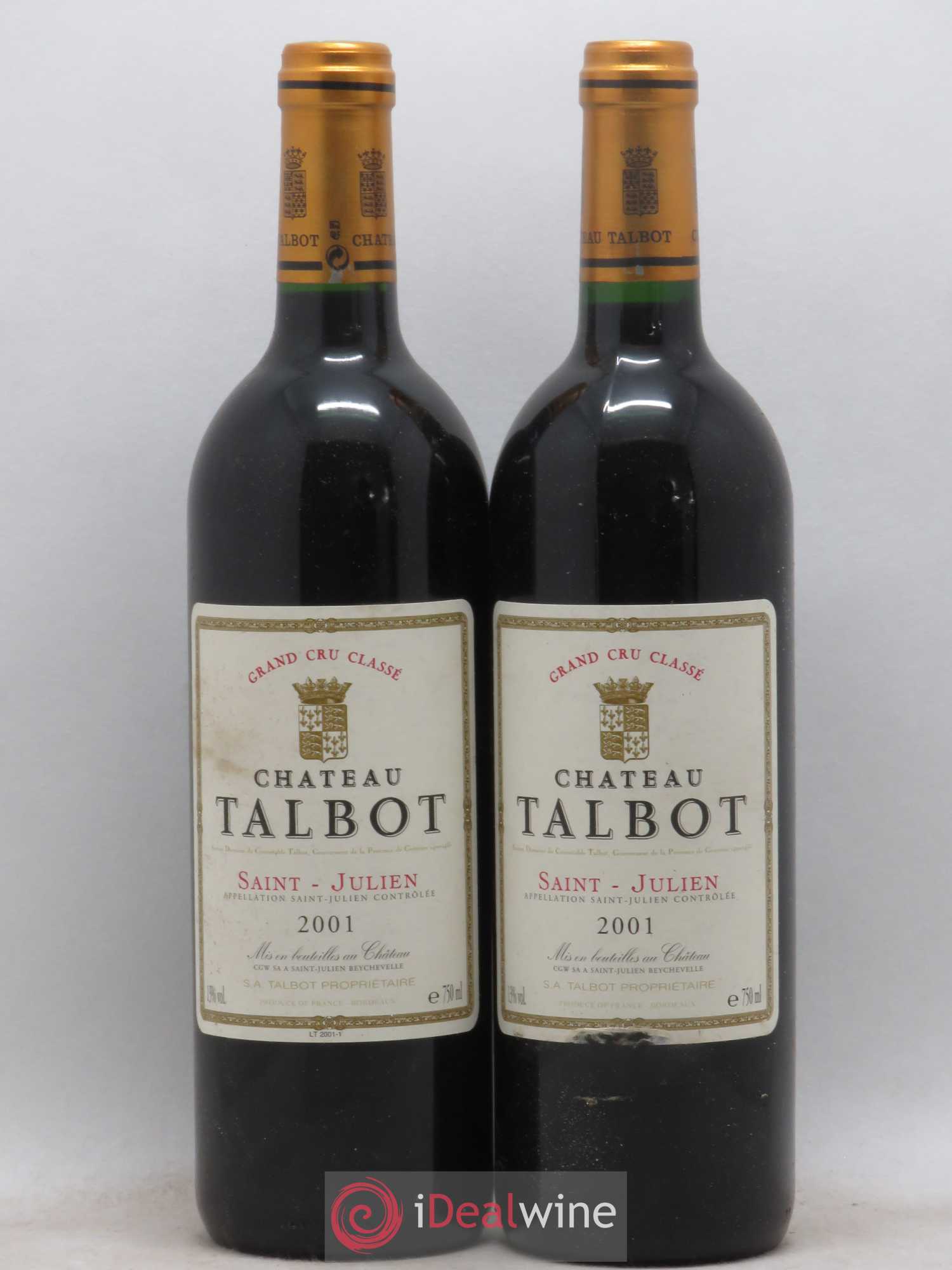 Château Talbot 4ème Grand Cru Classé 2001 - Lot de 2 bouteilles - 0