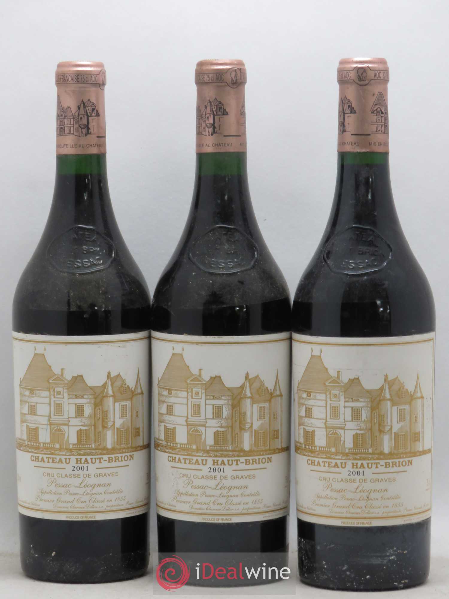 Château Haut Brion 1er Grand Cru Classé 2001 - Lot de 3 bouteilles - 0