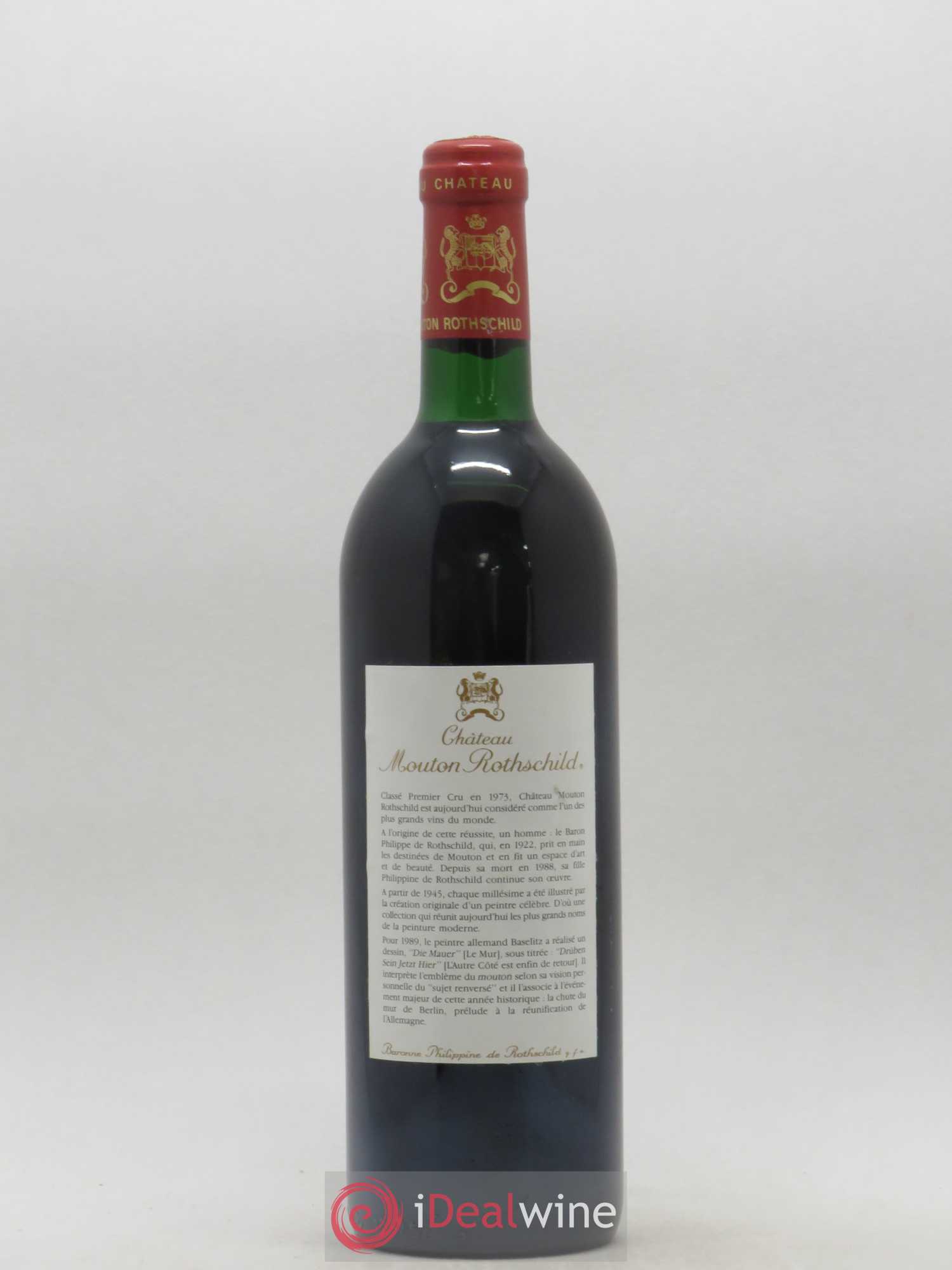 Château Mouton Rothschild 1er Grand Cru Classé 1989 - Lot de 1 bouteille - 1