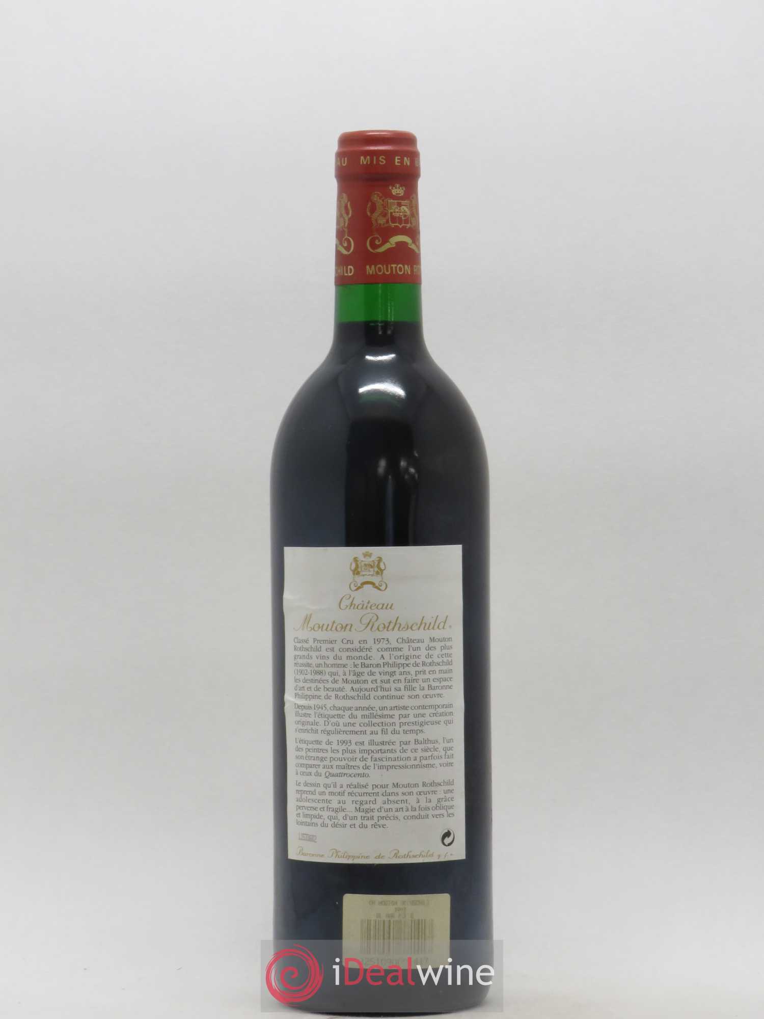 Château Mouton Rothschild 1er Grand Cru Classé 1993 - Lot de 1 bouteille - 1