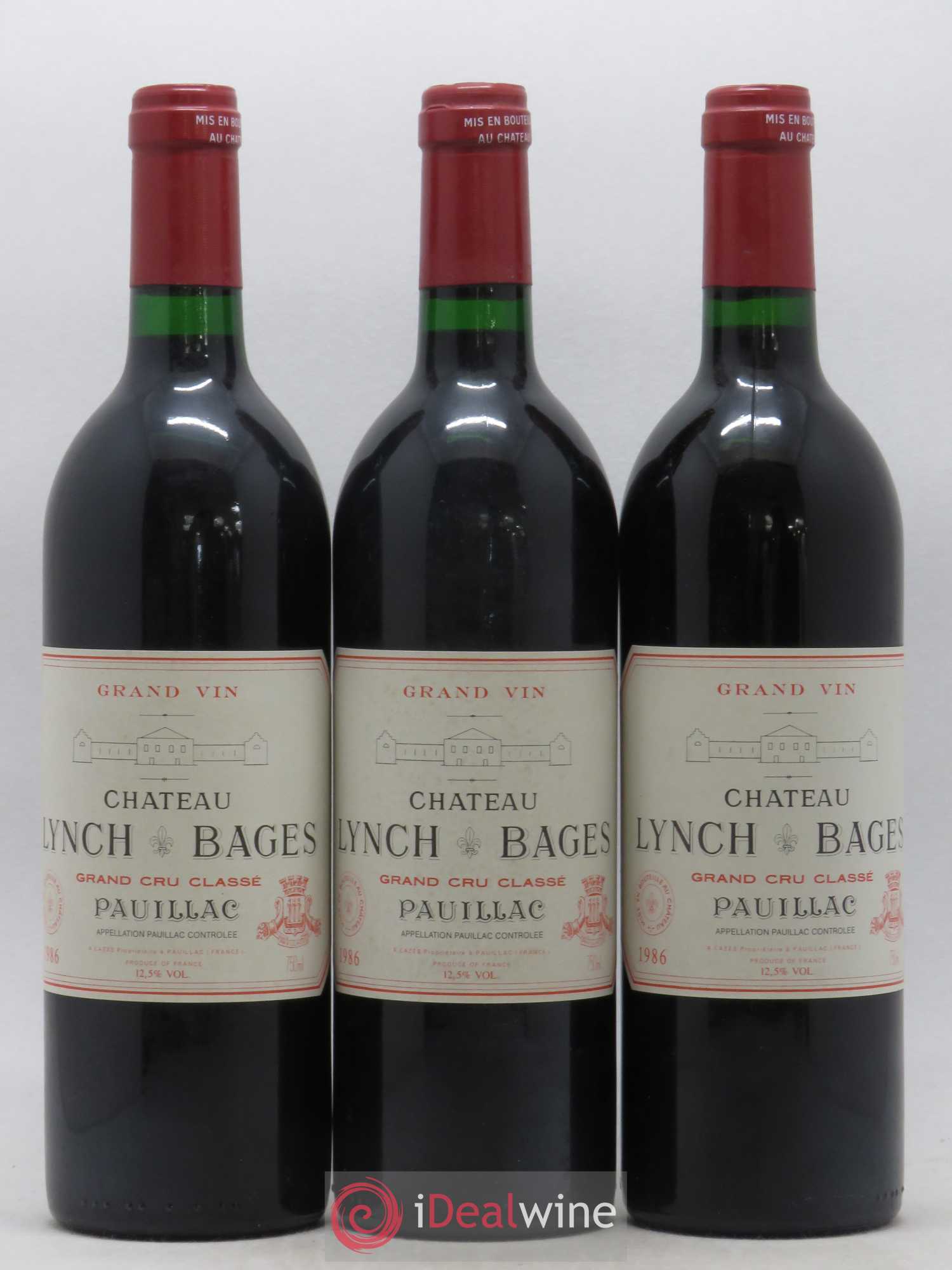 Château Lynch Bages 5ème Grand Cru Classé 1986 - Lot de 3 bouteilles - 0