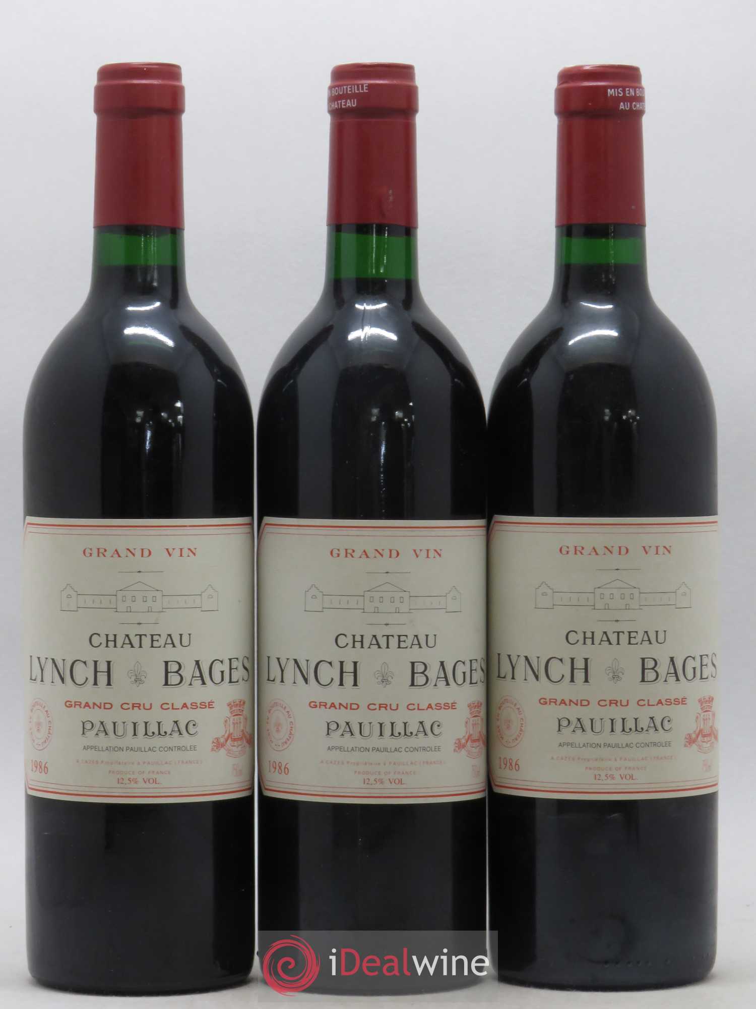 Château Lynch Bages 5ème Grand Cru Classé 1986 - Lot de 3 bouteilles - 0
