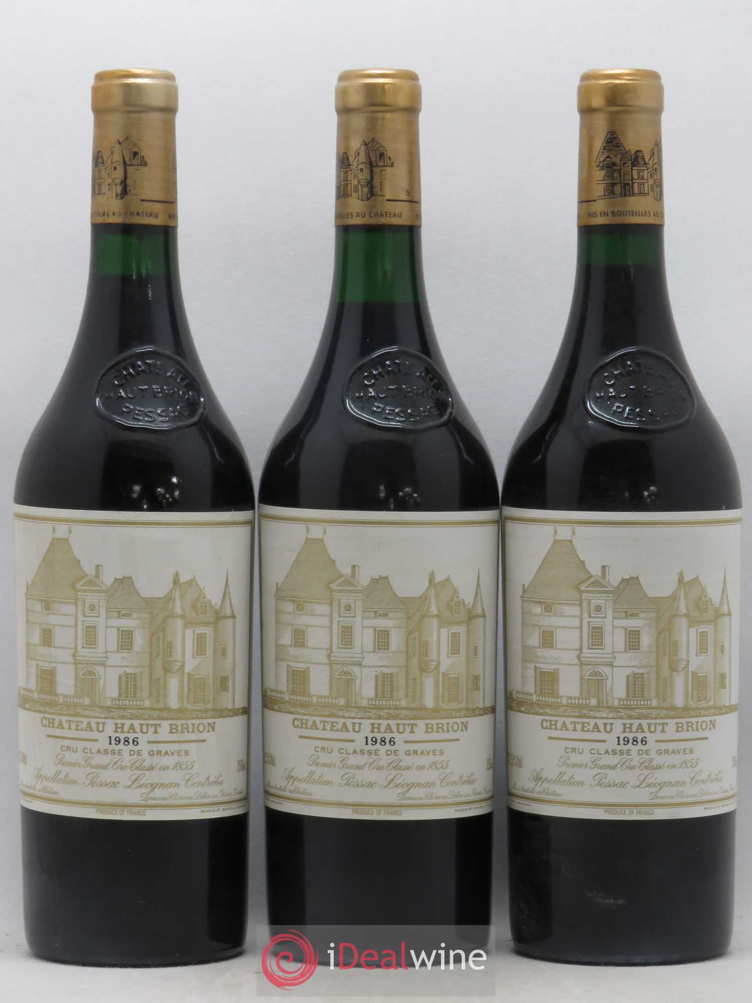 Château Haut Brion 1er Grand Cru Classé 1986 - Lot de 3 bouteilles - 0