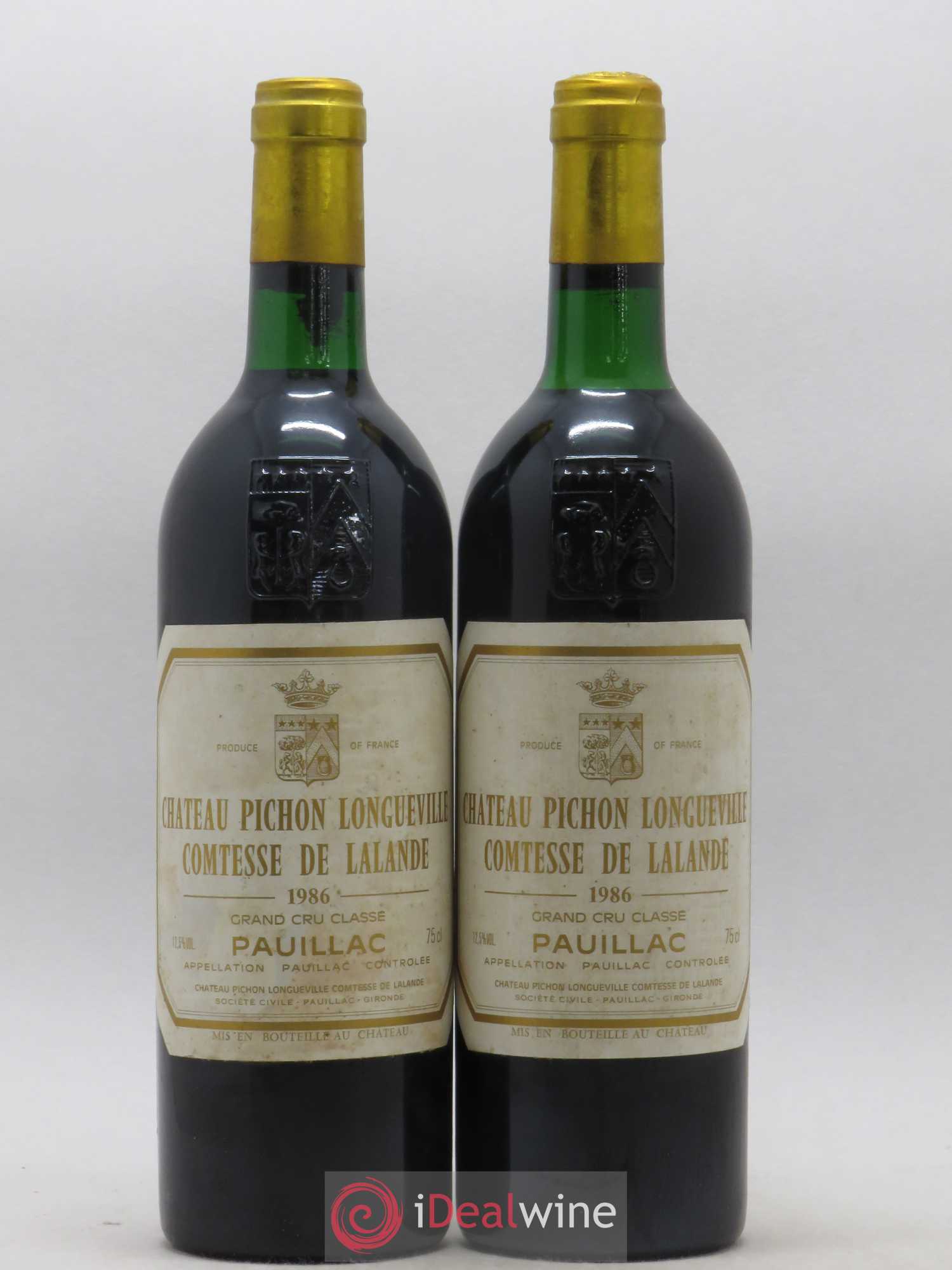 Château Pichon Longueville Comtesse de Lalande 2ème Grand Cru Classé 1986 - Lot de 2 bouteilles - 0