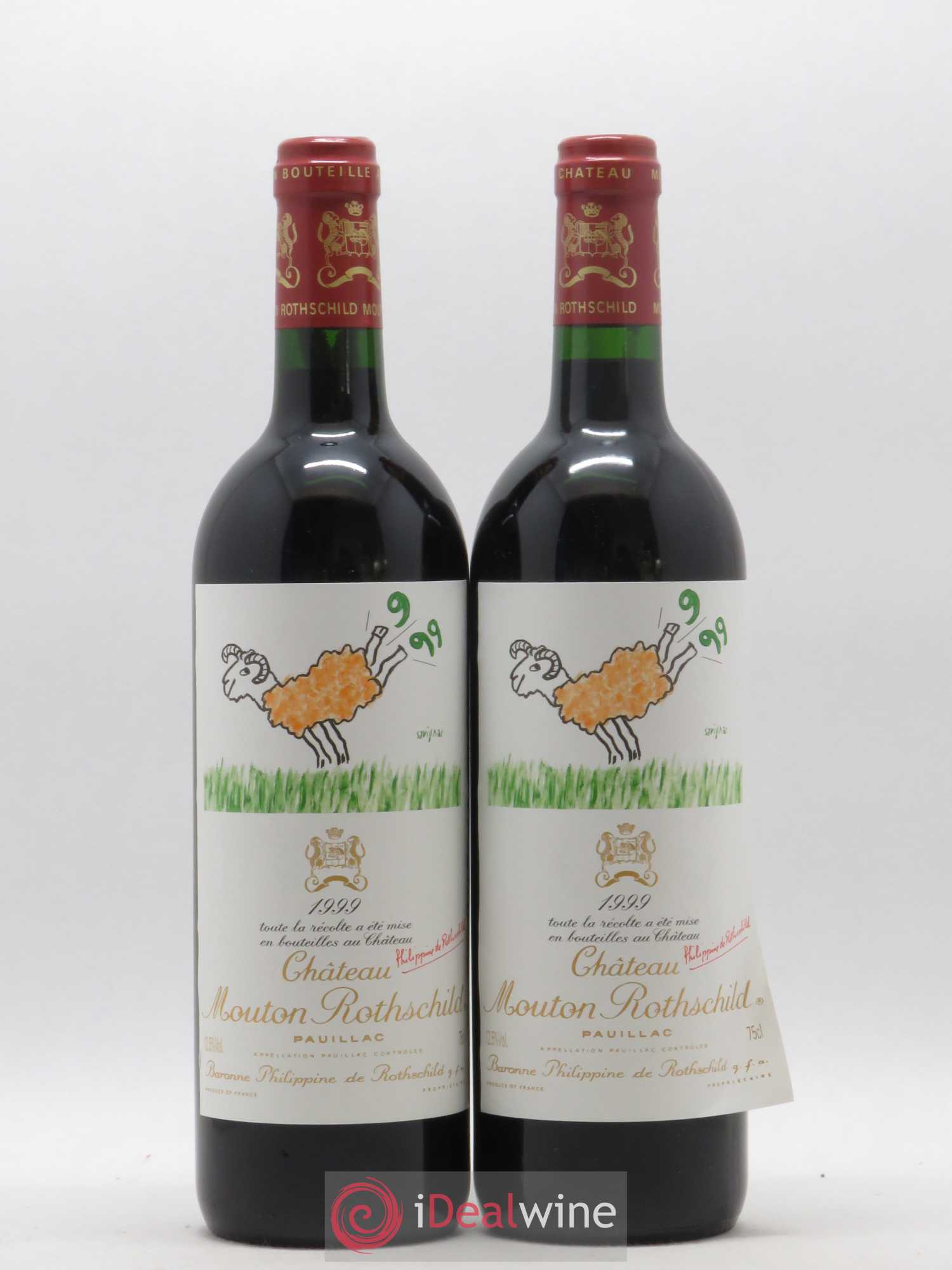 Château Mouton Rothschild 1er Grand Cru Classé 1999 - Lot de 2 bouteilles - 0