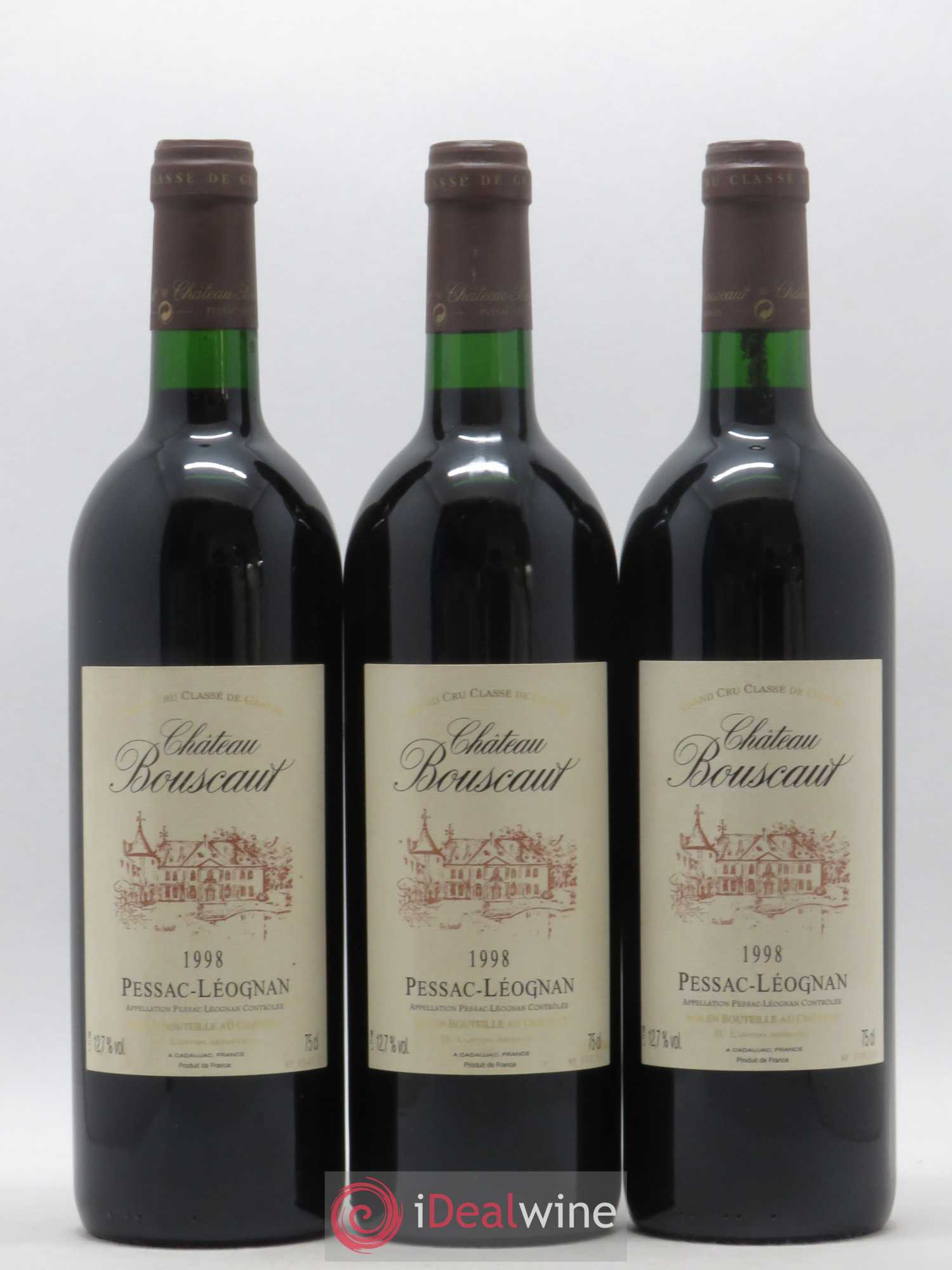 Château Bouscaut Cru Classé de Graves 1998 - Lot de 3 bouteilles - 0
