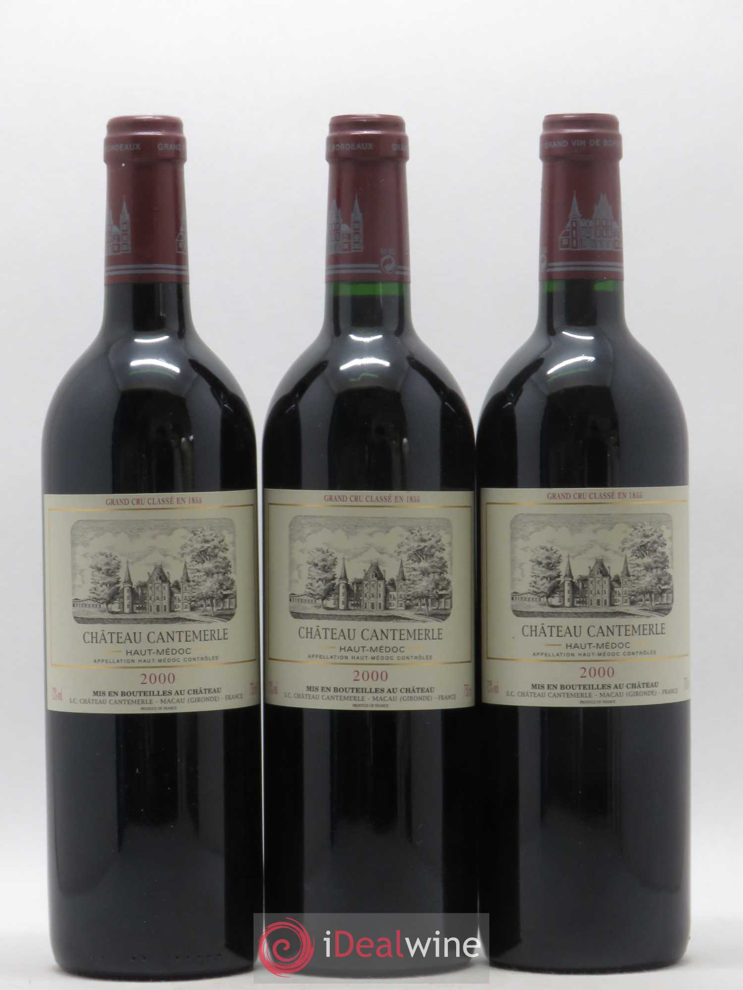 Château Cantemerle 5ème Grand Cru Classé 2000 - Lot de 3 bouteilles - 0