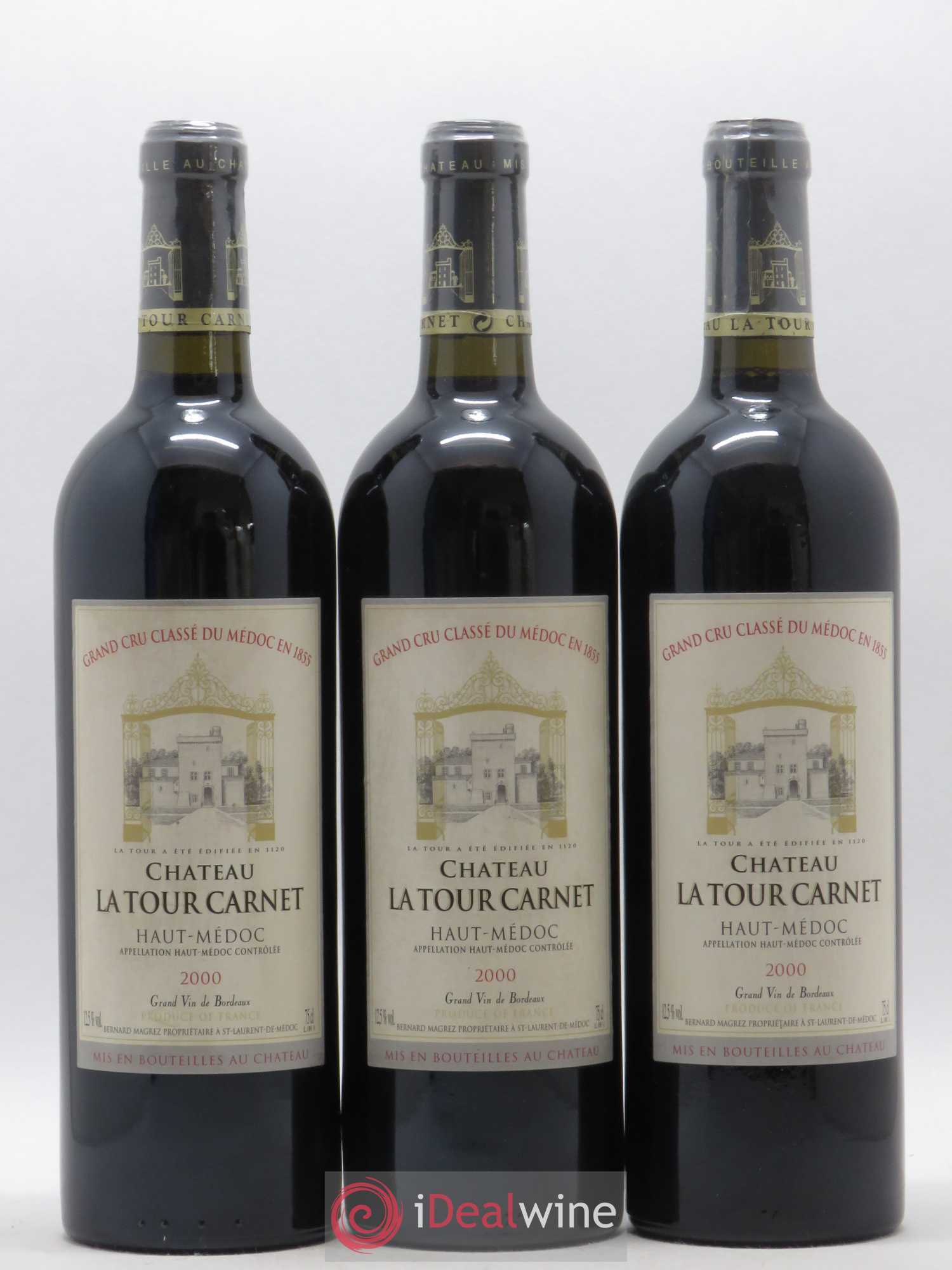 Château la Tour Carnet 4ème Grand Cru Classé 2000 - Lot de 3 bouteilles - 0