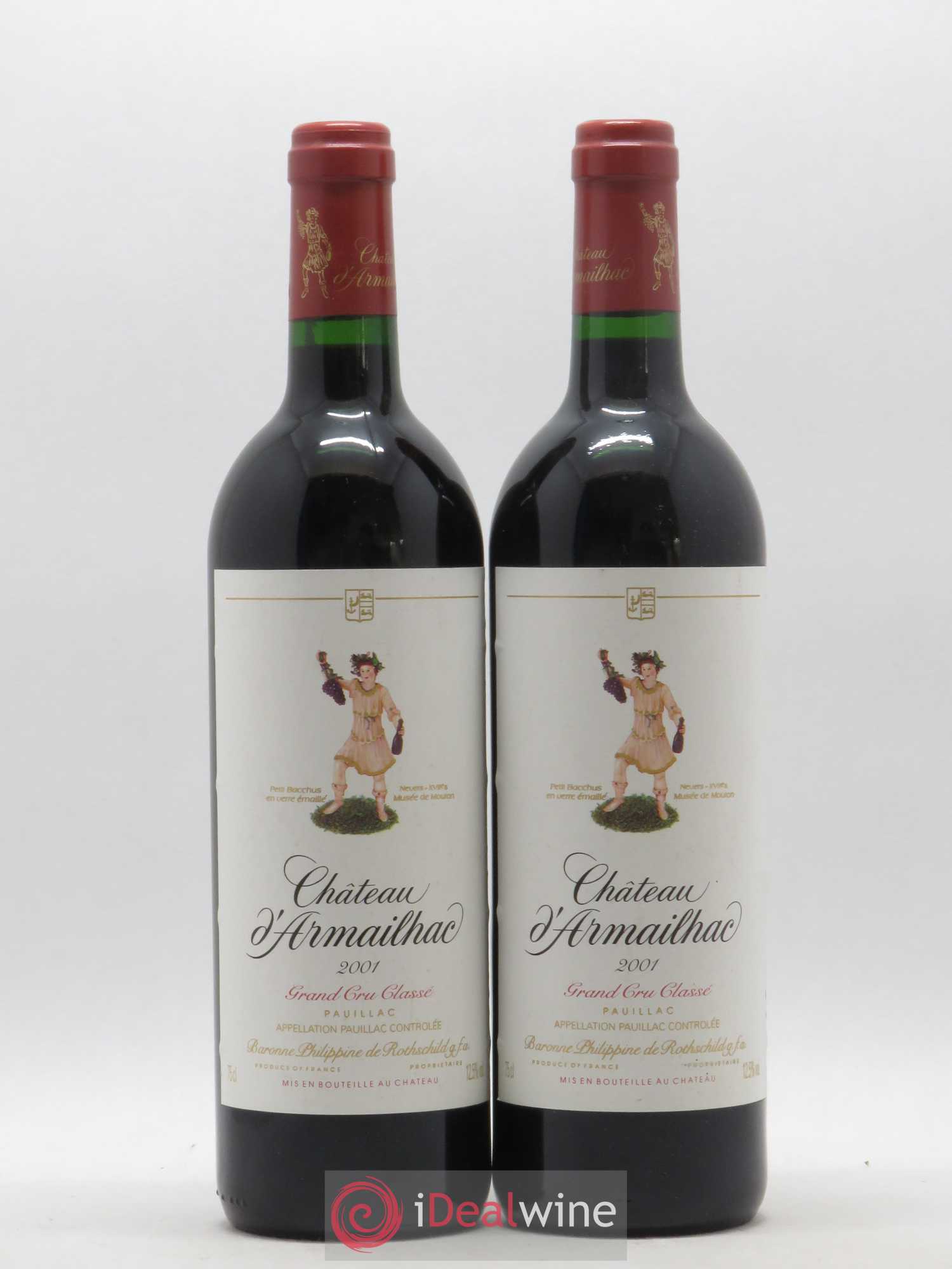 Château d' Armailhac - Mouton Baron(ne) Philippe 5ème Grand Cru Classé 2001 - Lot de 2 bouteilles - 0