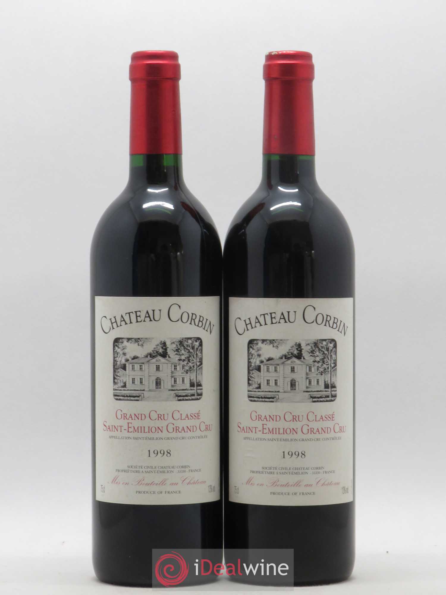 Château Corbin Grand Cru Classé 1998 - Lot de 2 bouteilles - 0