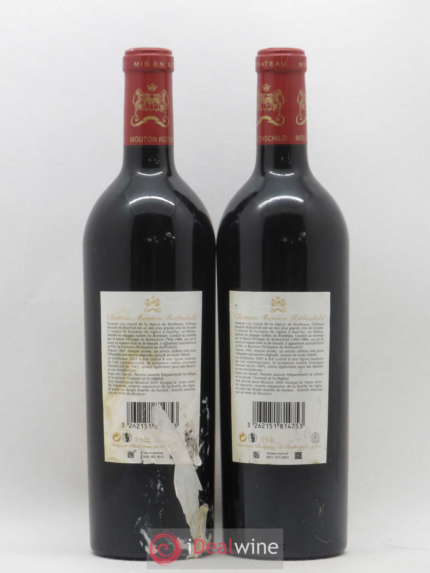 Château Mouton Rothschild 1er Grand Cru Classé 2005 - Lot de 2 bouteilles - 1