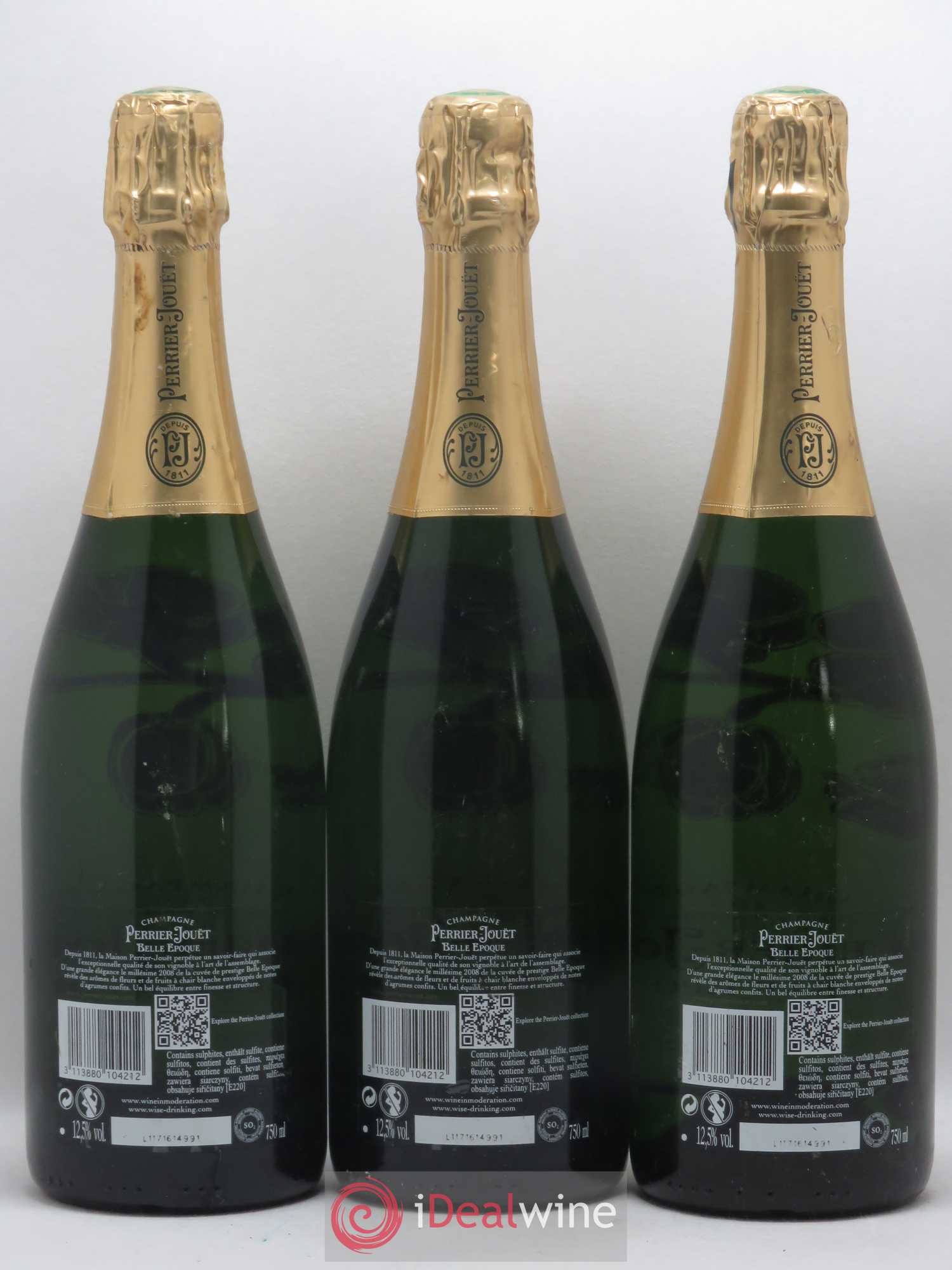 Cuvée Belle Epoque Brut Perrier-Jouët 2008 - Lot of 3 bottles - 1
