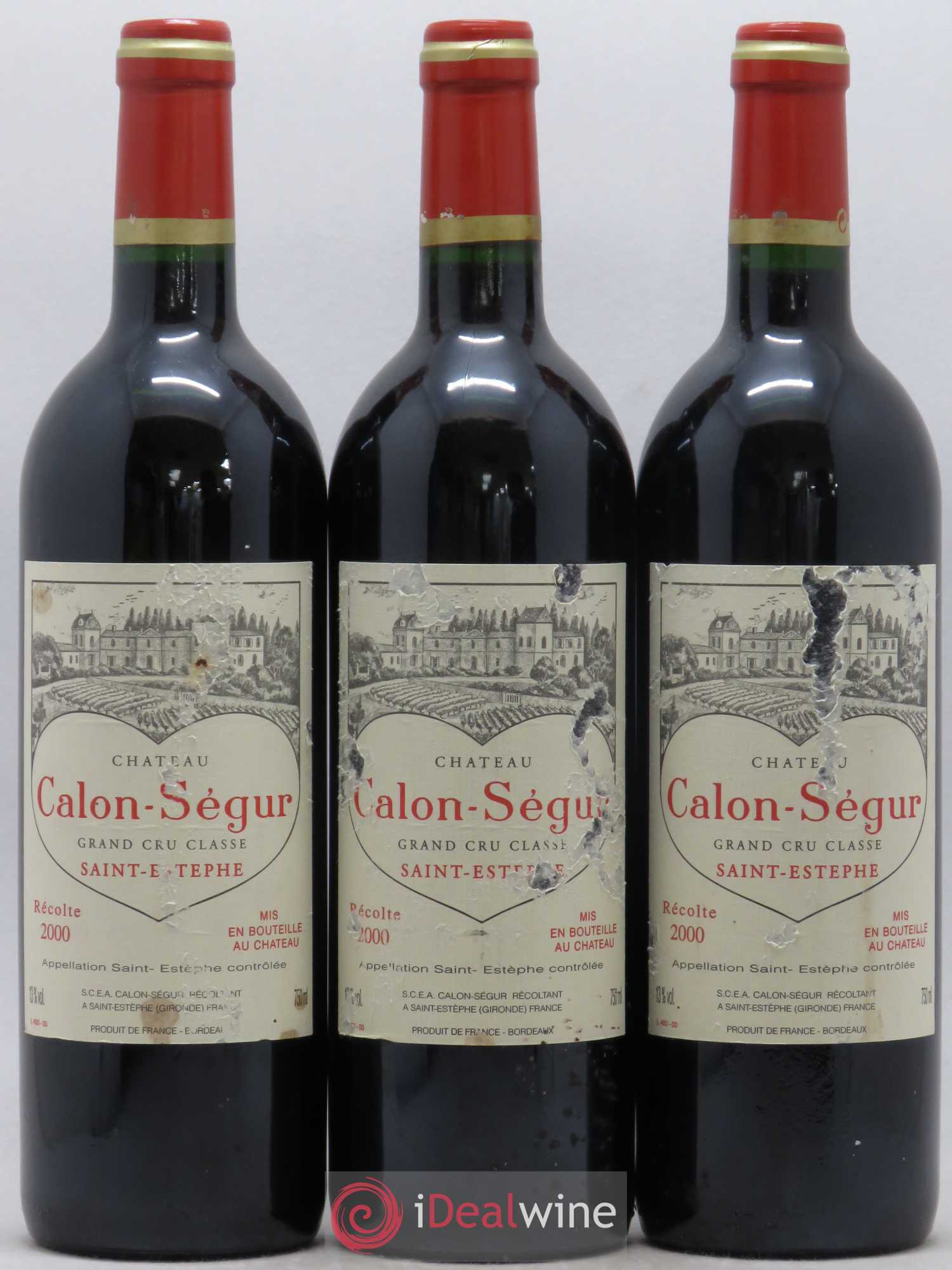 Château Calon Ségur 3ème Grand Cru Classé 2000 - Lot de 3 bouteilles - 0