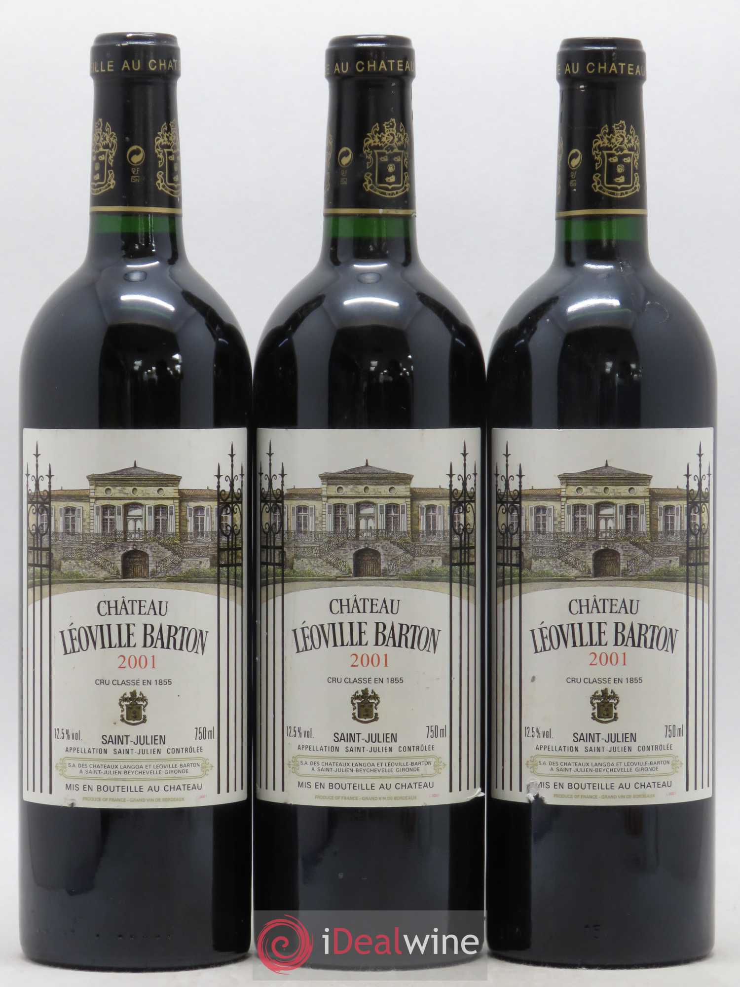 Château Léoville Barton 2ème Grand Cru Classé 2001 - Lot de 3 bouteilles - 0