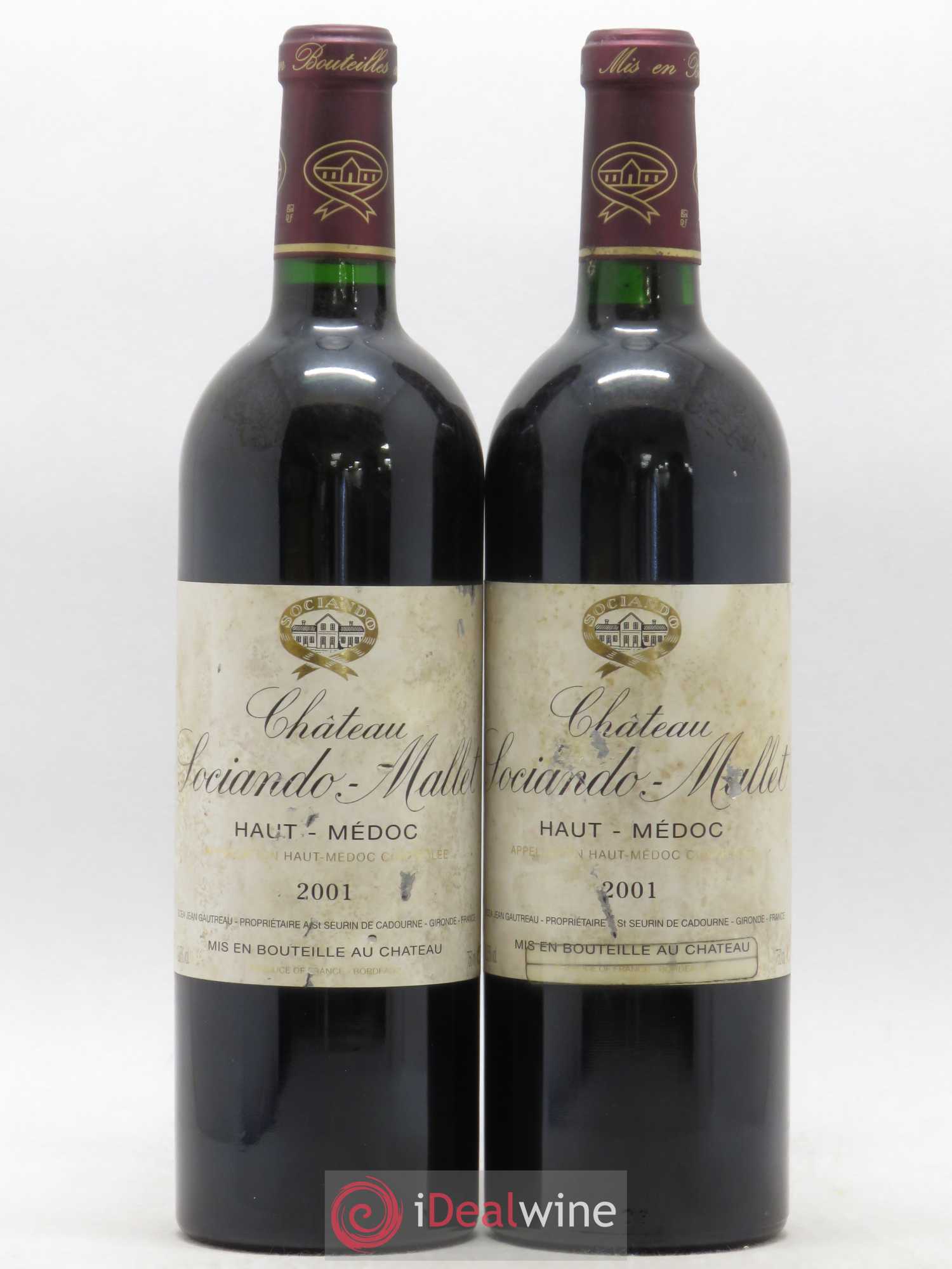 Château Sociando Mallet 2001 - Lot de 2 bouteilles - 0