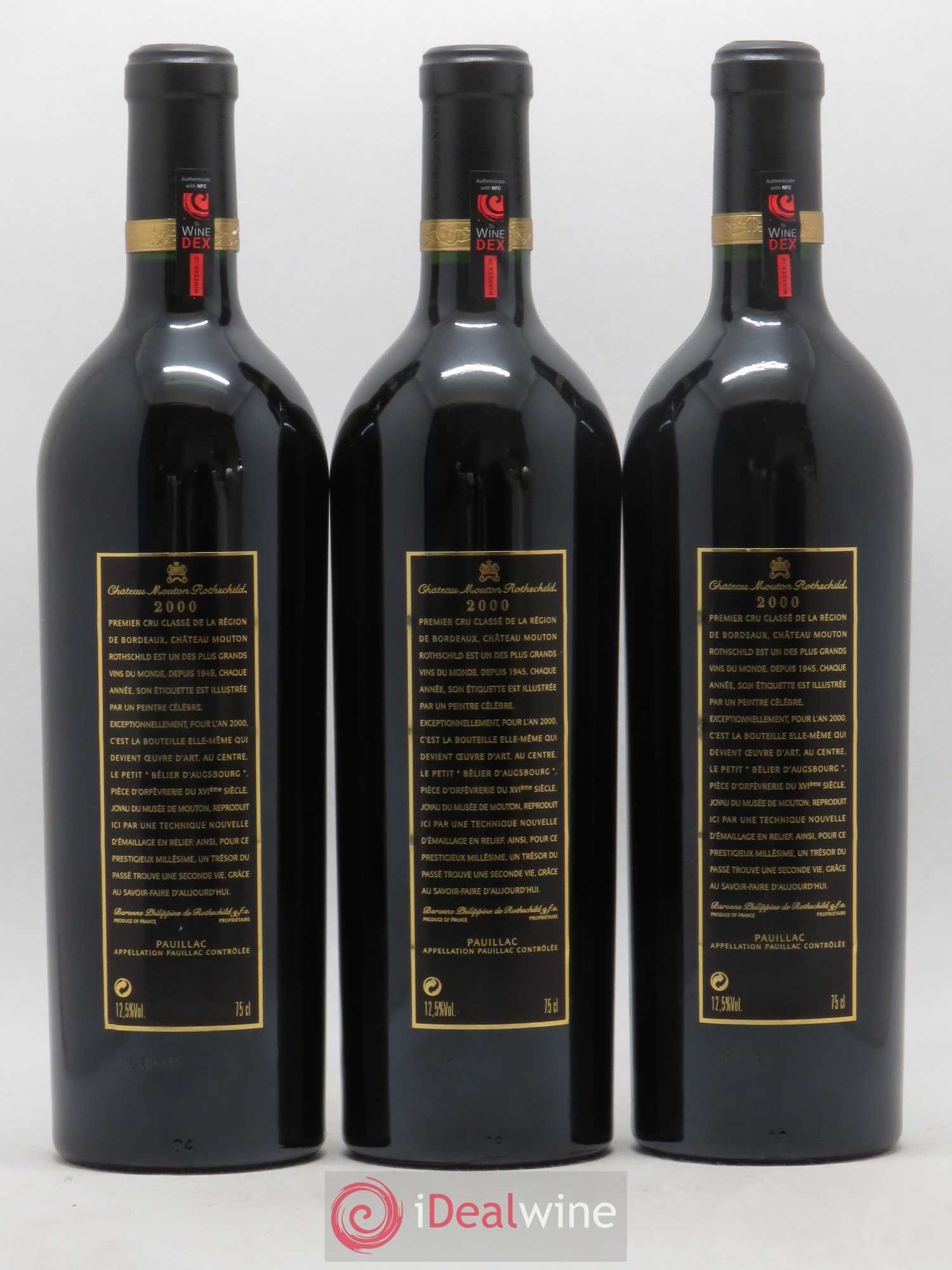 Château Mouton Rothschild 1er Grand Cru Classé 2000 - Lot de 3 bouteilles - 1